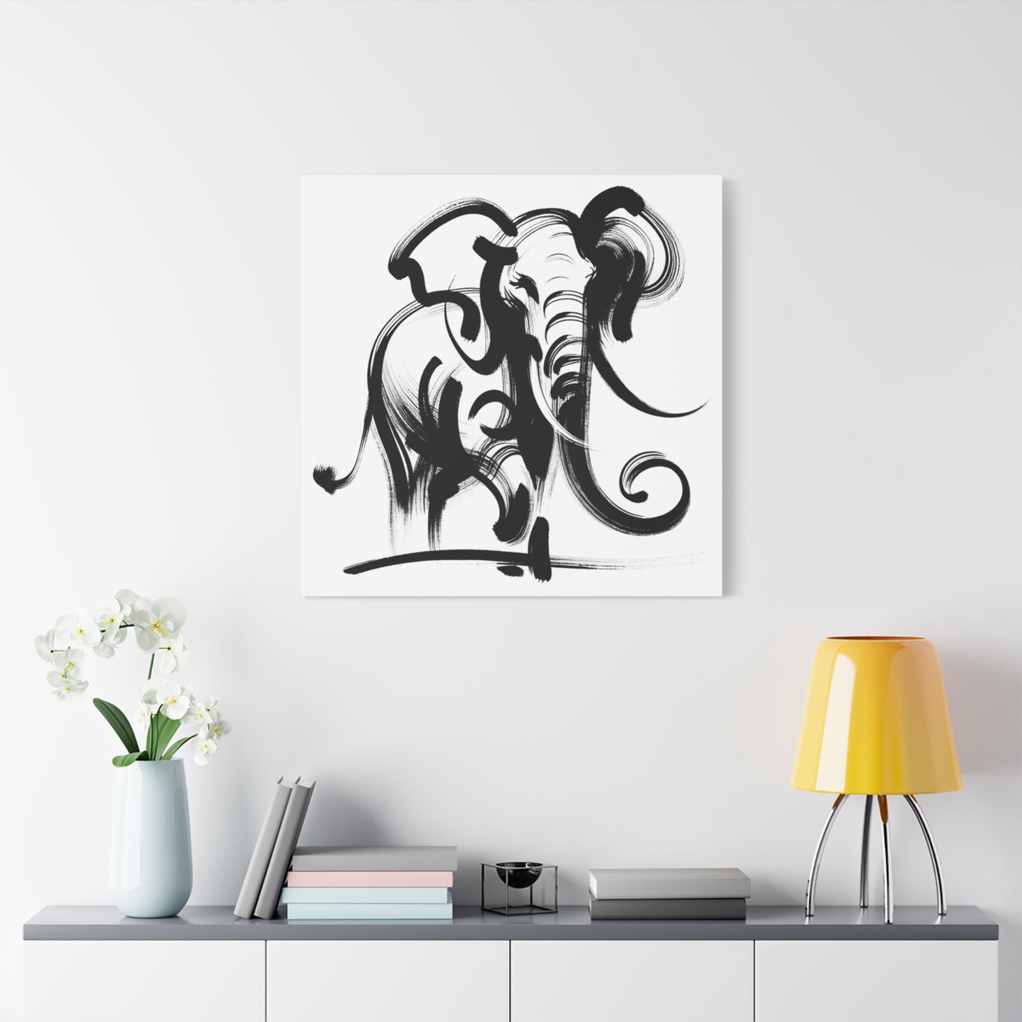 Elephant Ink Art - Matte Canvas, Stretched, 1.25"