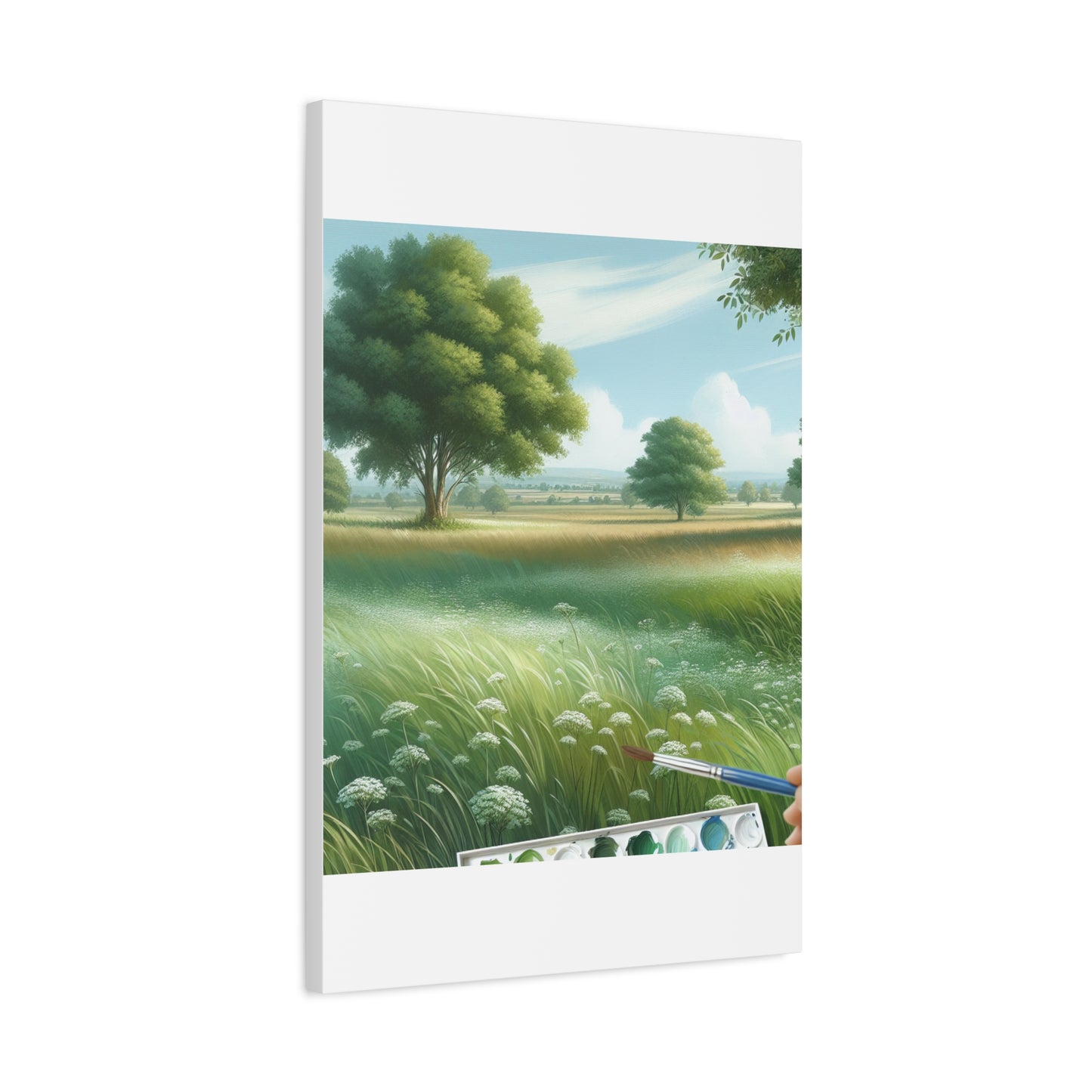 Matte Canvas, Stretched, 1.25" - Serene Green Landscape Painting