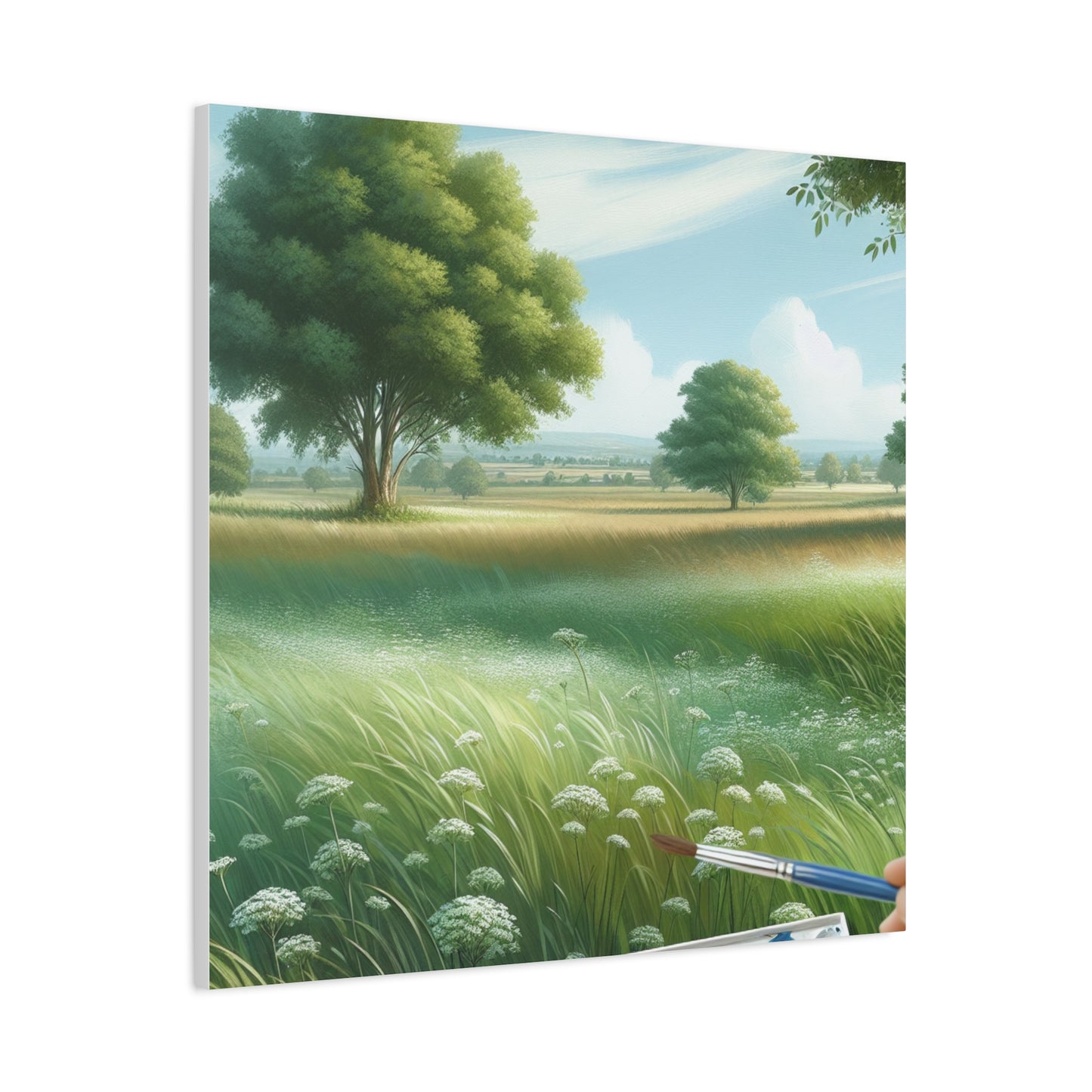 Matte Canvas, Stretched, 1.25" - Serene Green Landscape Painting