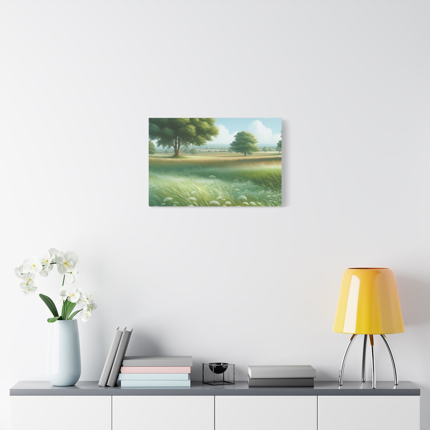 Matte Canvas, Stretched, 1.25" - Serene Green Landscape Painting