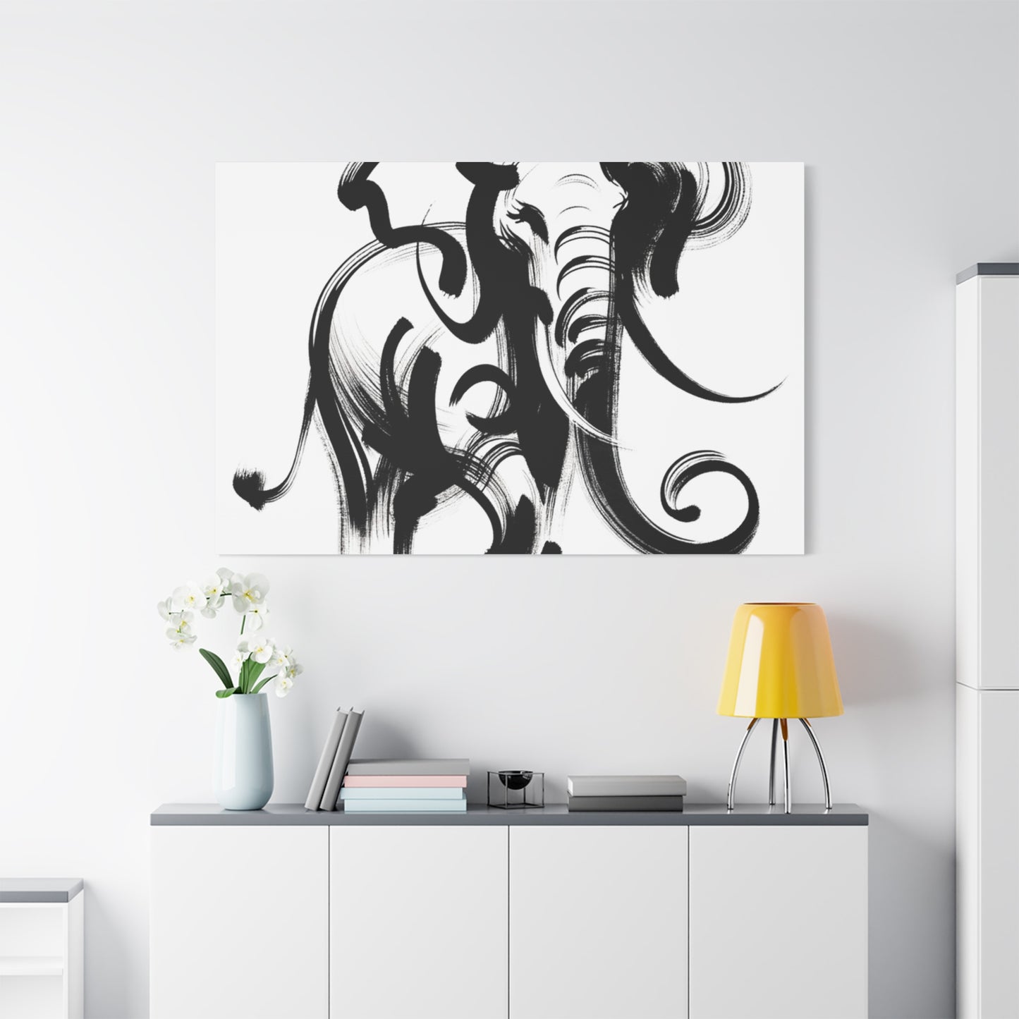 Elephant Ink Art - Matte Canvas, Stretched, 1.25"