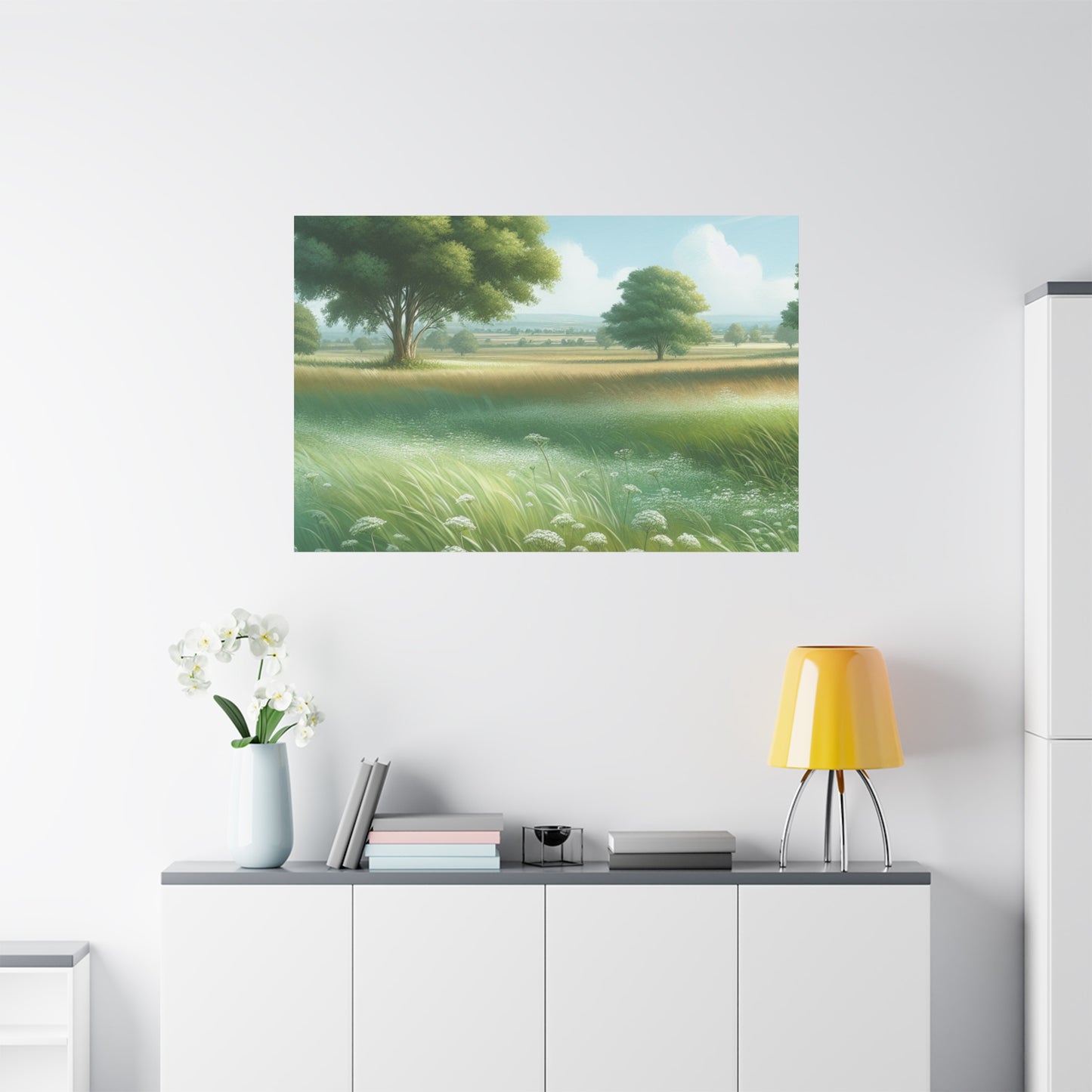 Matte Canvas, Stretched, 1.25" - Serene Green Landscape Painting