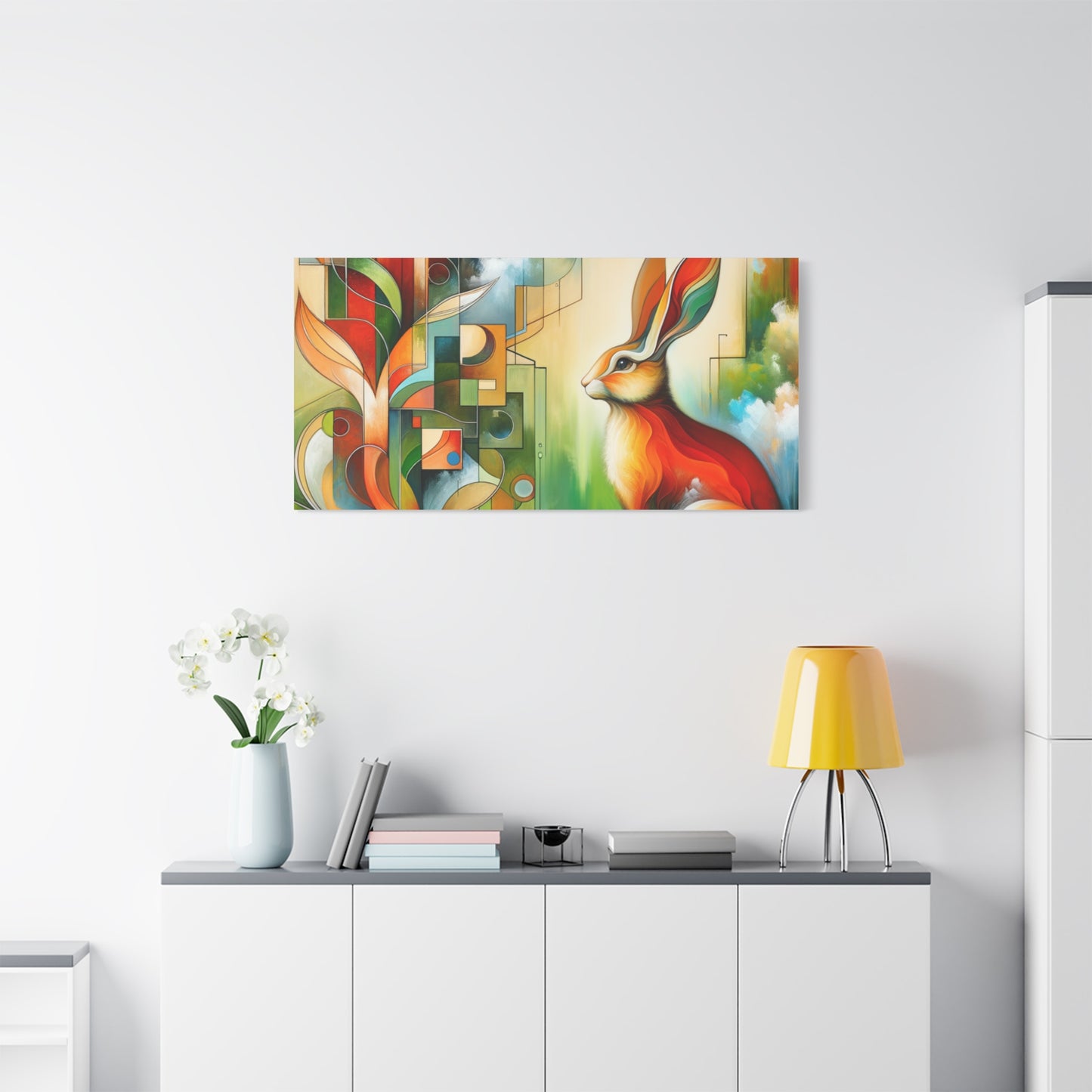 Geometric Rabbit Art - Matte Canvas, Stretched, 1.25"