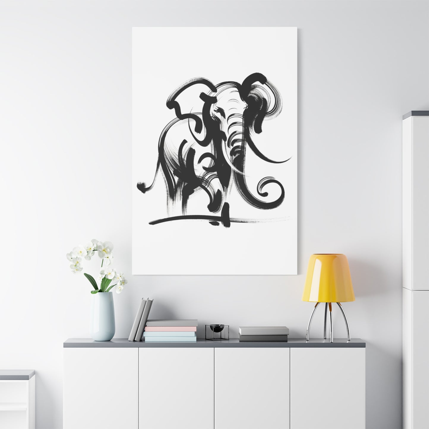 Elephant Ink Art - Matte Canvas, Stretched, 1.25"