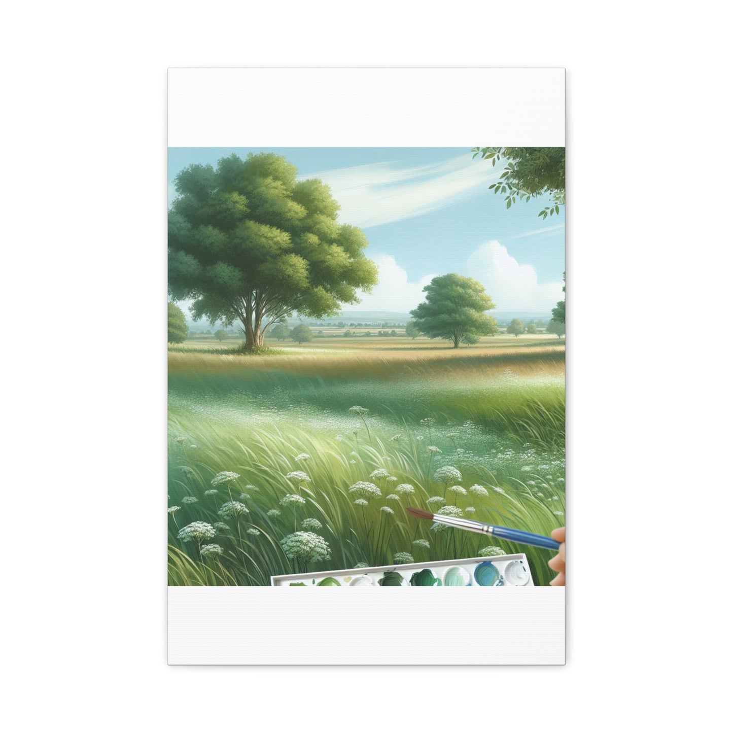 Matte Canvas, Stretched, 1.25" - Serene Green Landscape Painting