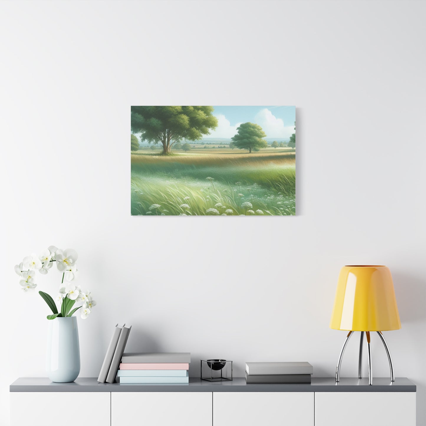 Matte Canvas, Stretched, 1.25" - Serene Green Landscape Painting