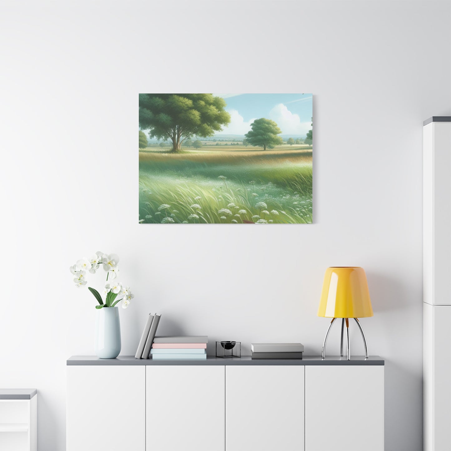 Matte Canvas, Stretched, 1.25" - Serene Green Landscape Painting