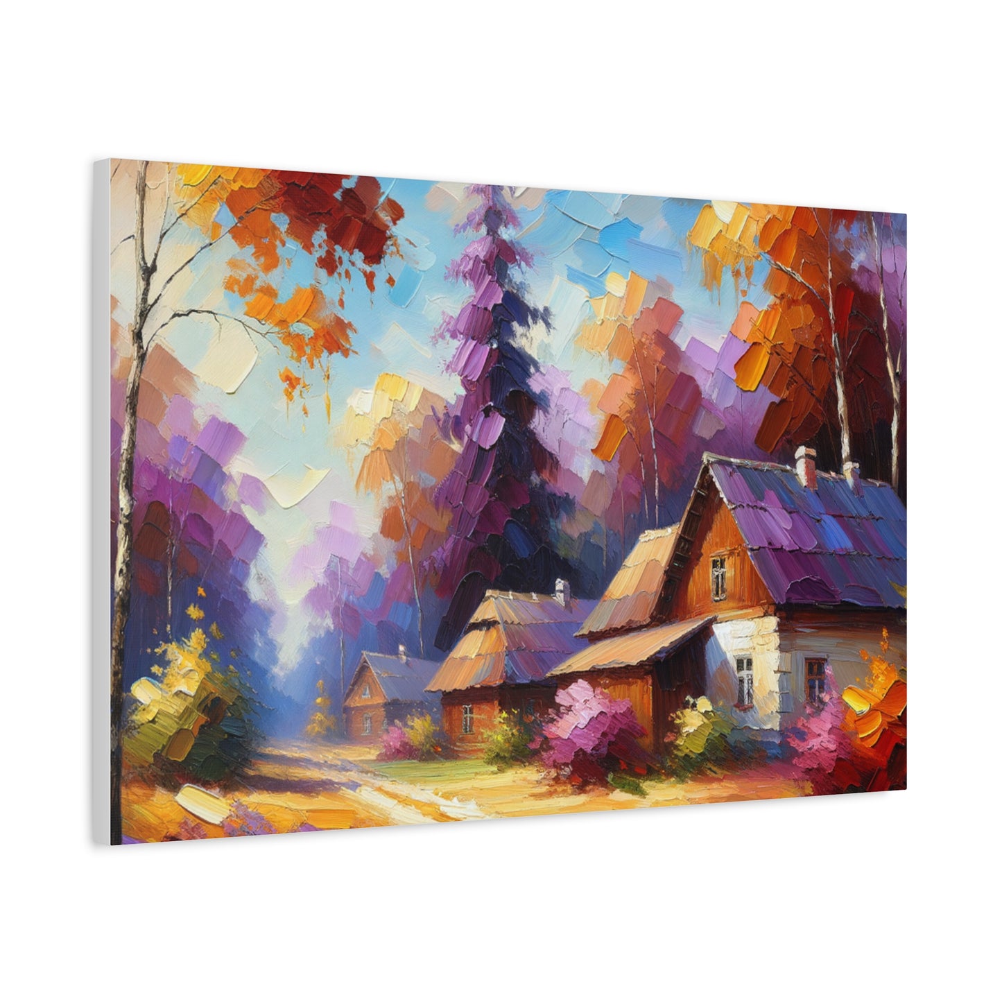 Autumn Cottage Scene - Matte Canvas, Stretched, 1.25"