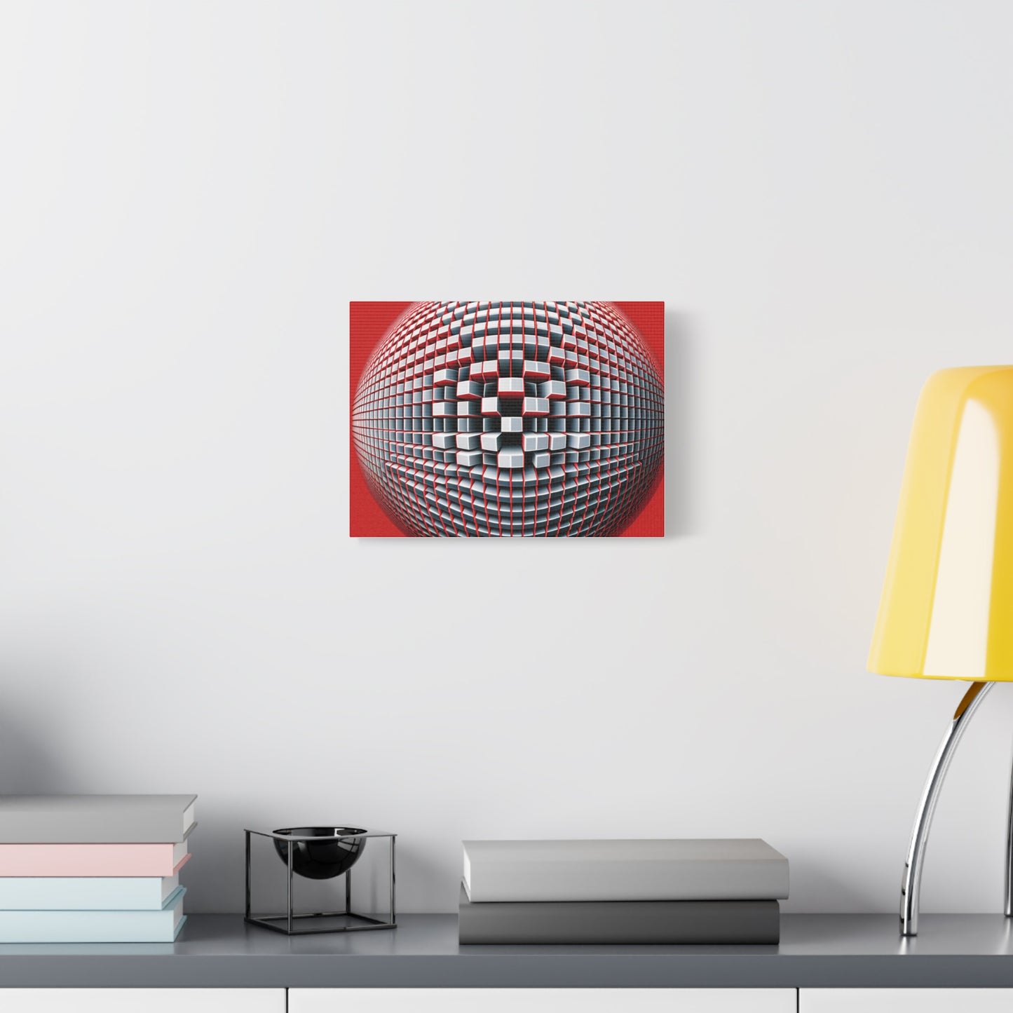 Red Geometric Sphere - Matte Canvas, Stretched, 1.25"