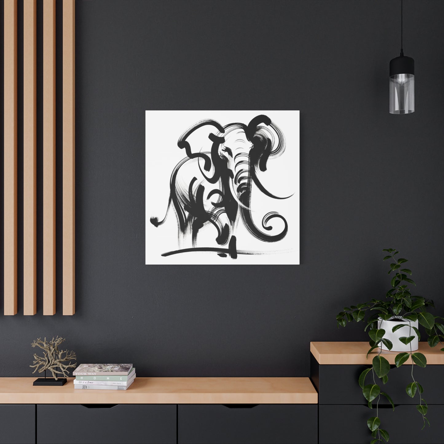 Elephant Ink Art - Matte Canvas, Stretched, 1.25"