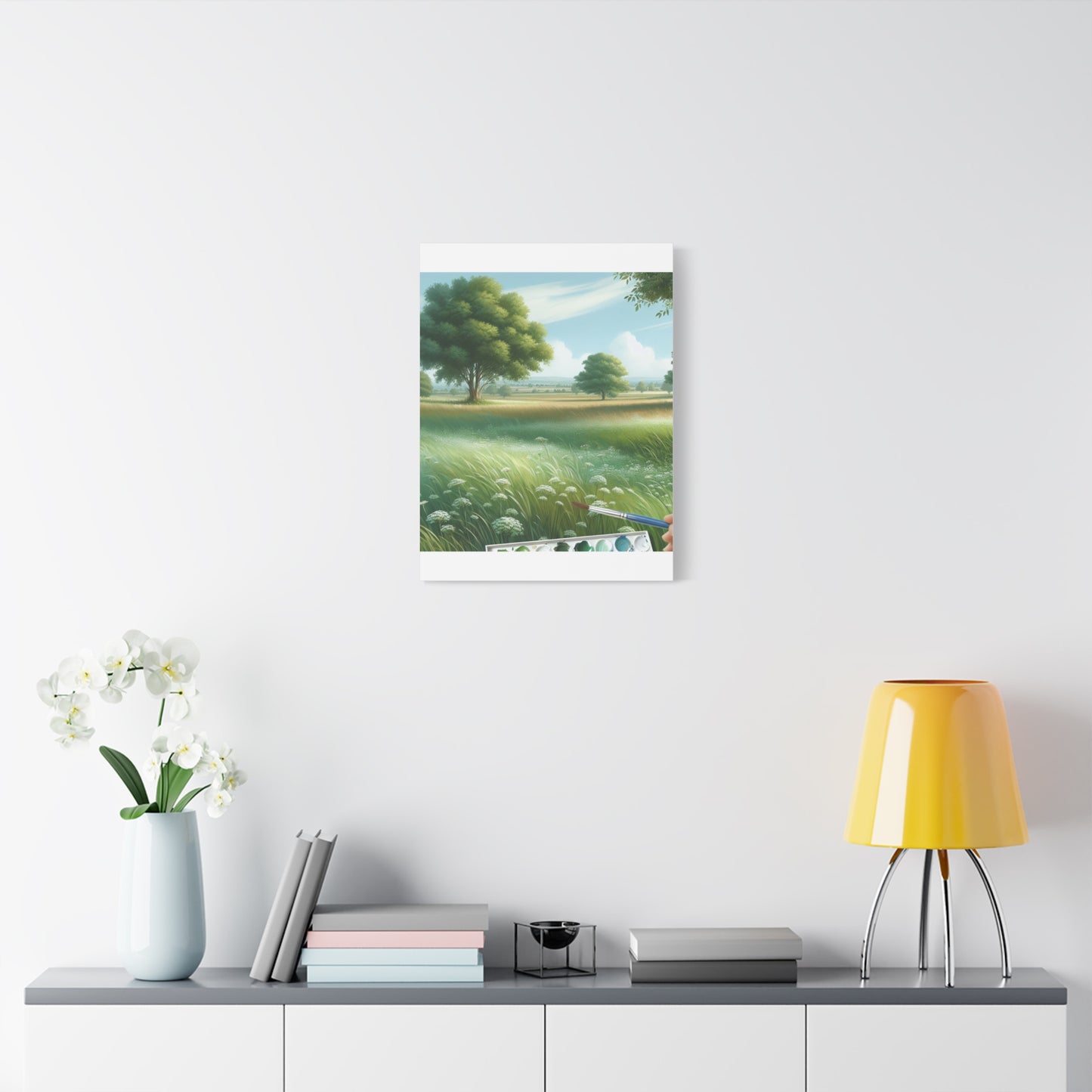 Matte Canvas, Stretched, 1.25" - Serene Green Landscape Painting