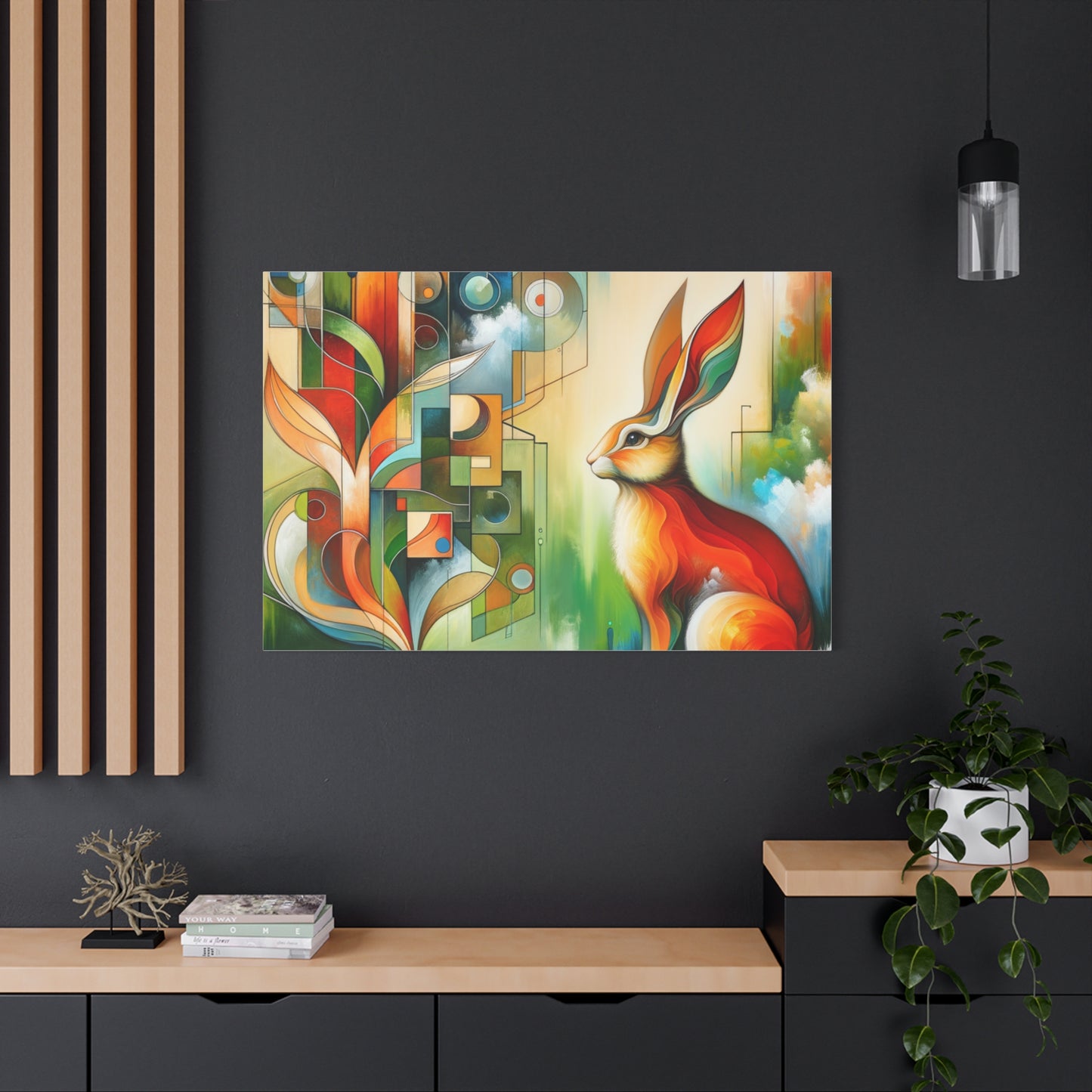 Geometric Rabbit Art - Matte Canvas, Stretched, 1.25"