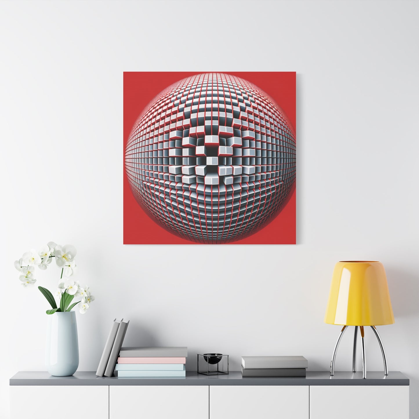 Red Geometric Sphere - Matte Canvas, Stretched, 1.25"