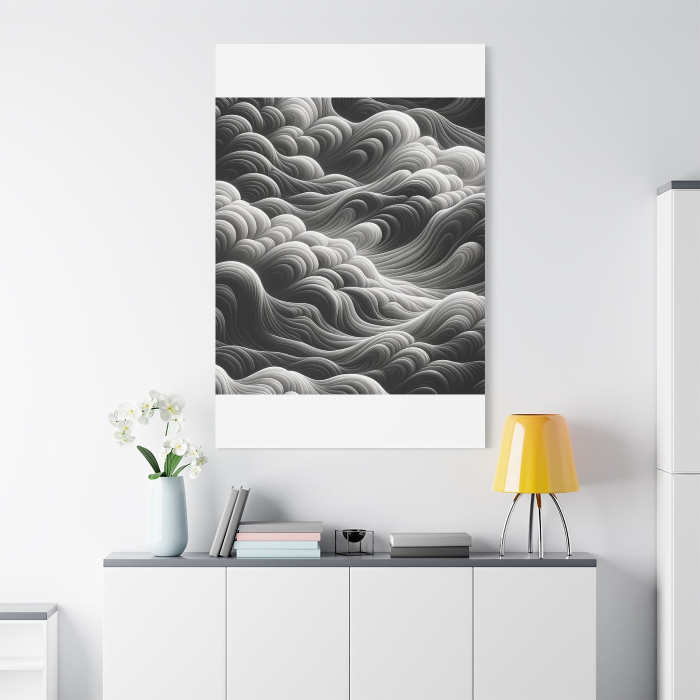 Monochrome Waves - Matte Canvas, Stretched, 1.25"