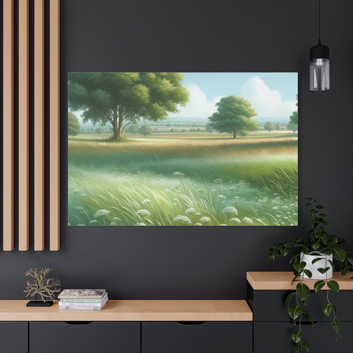 Matte Canvas, Stretched, 1.25" - Serene Green Landscape Painting