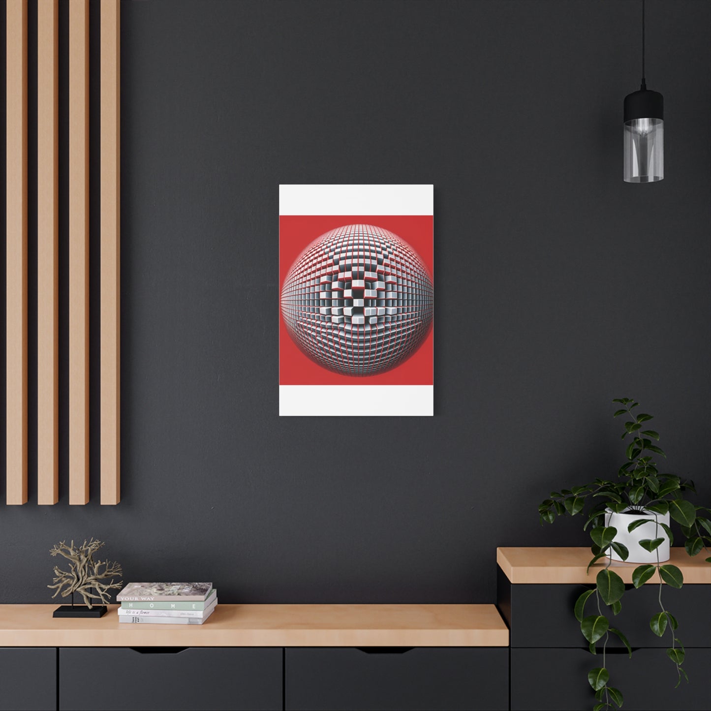 Red Geometric Sphere - Matte Canvas, Stretched, 1.25"