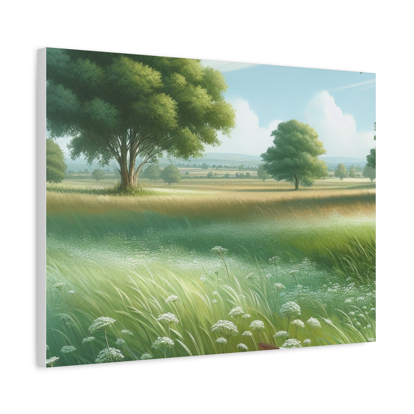 Matte Canvas, Stretched, 1.25" - Serene Green Landscape Painting