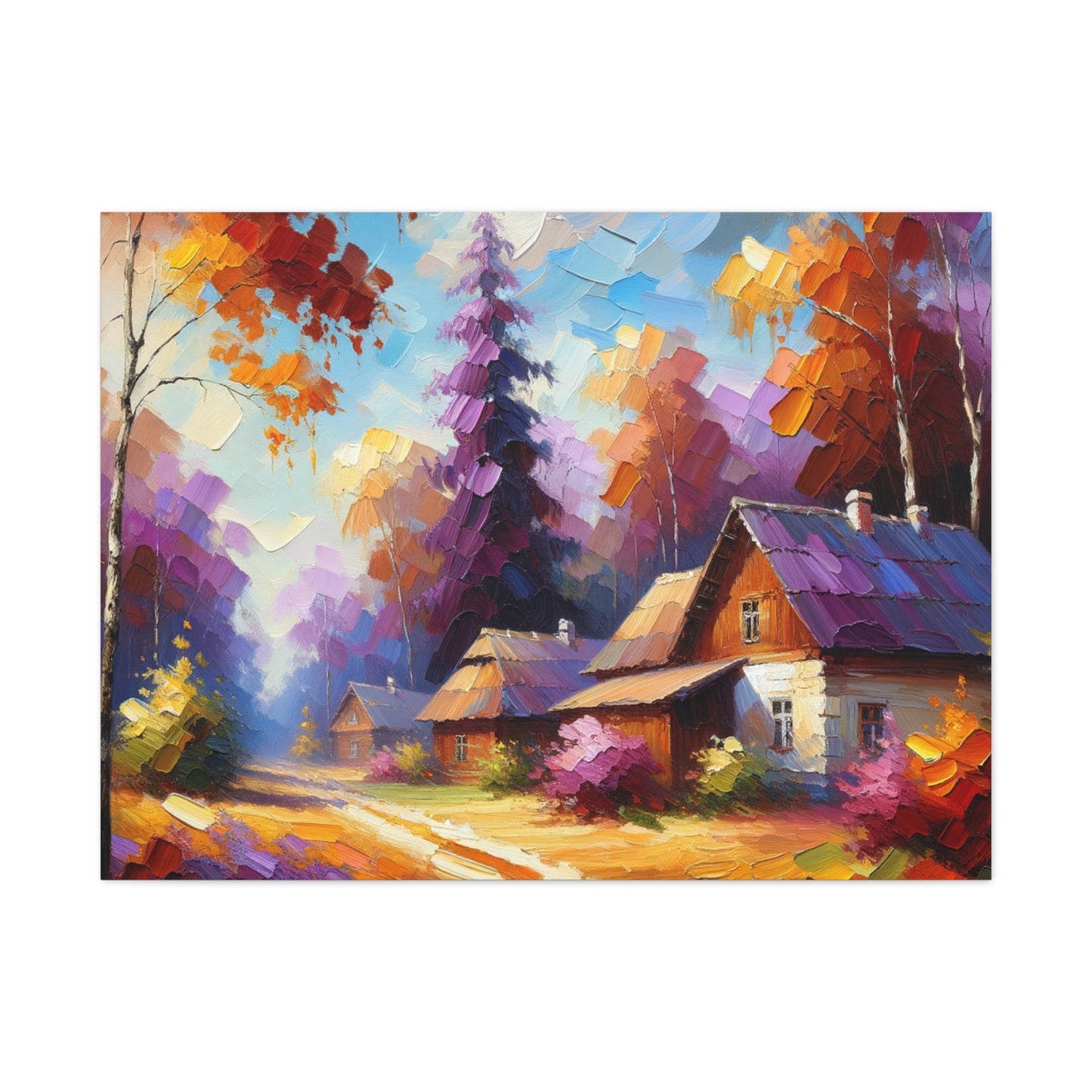 Autumn Cottage Scene - Matte Canvas, Stretched, 1.25"