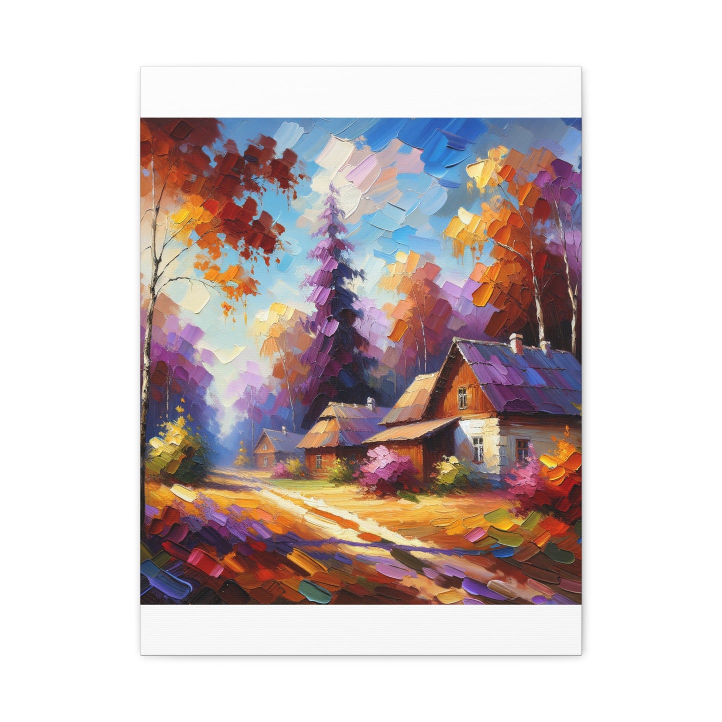 Autumn Cottage Scene - Matte Canvas, Stretched, 1.25"