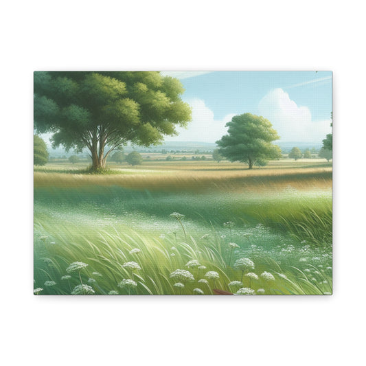 Matte Canvas, Stretched, 1.25" - Serene Green Landscape Painting