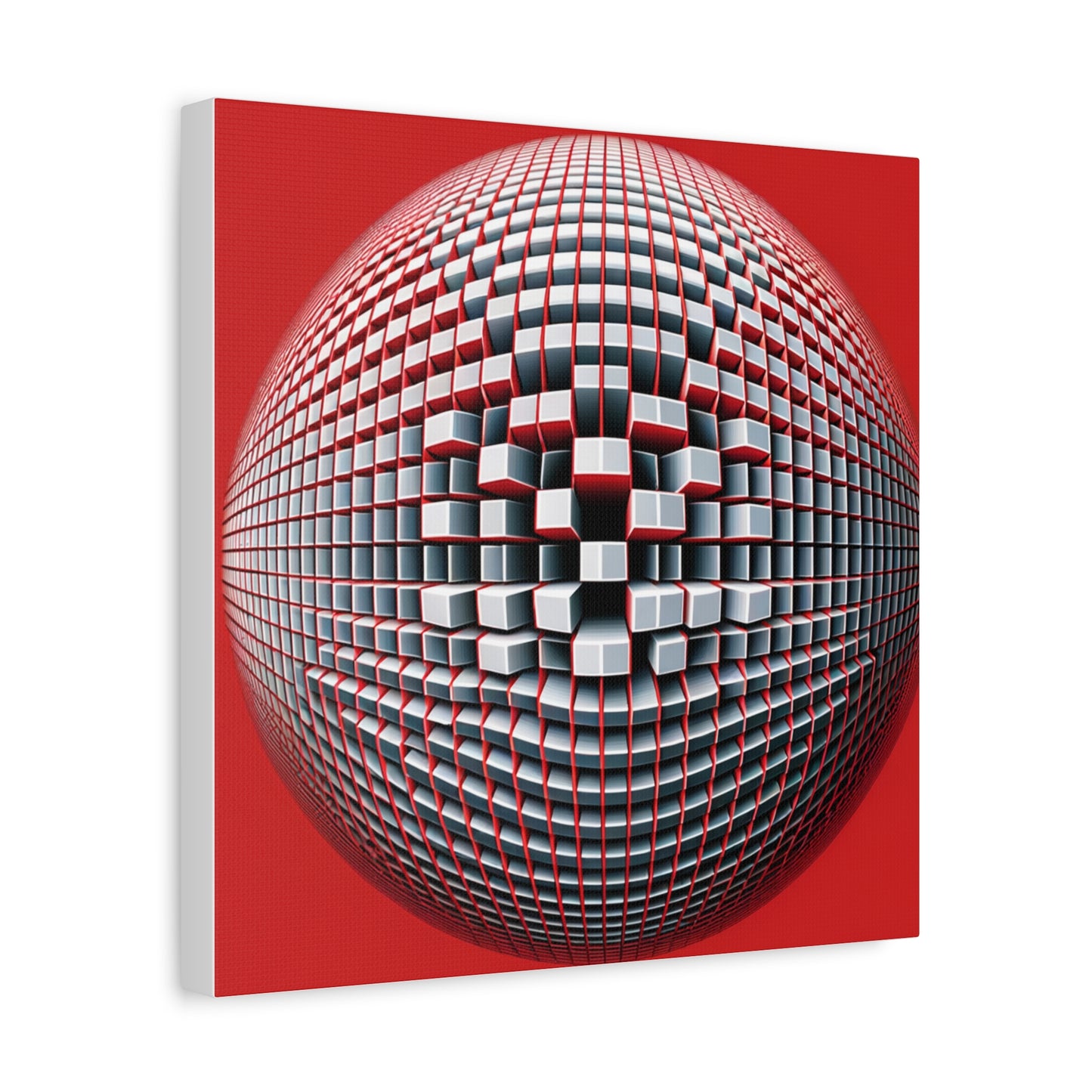 Red Geometric Sphere - Matte Canvas, Stretched, 1.25"