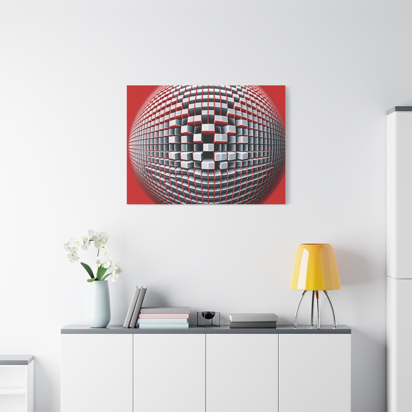 Red Geometric Sphere - Matte Canvas, Stretched, 1.25"