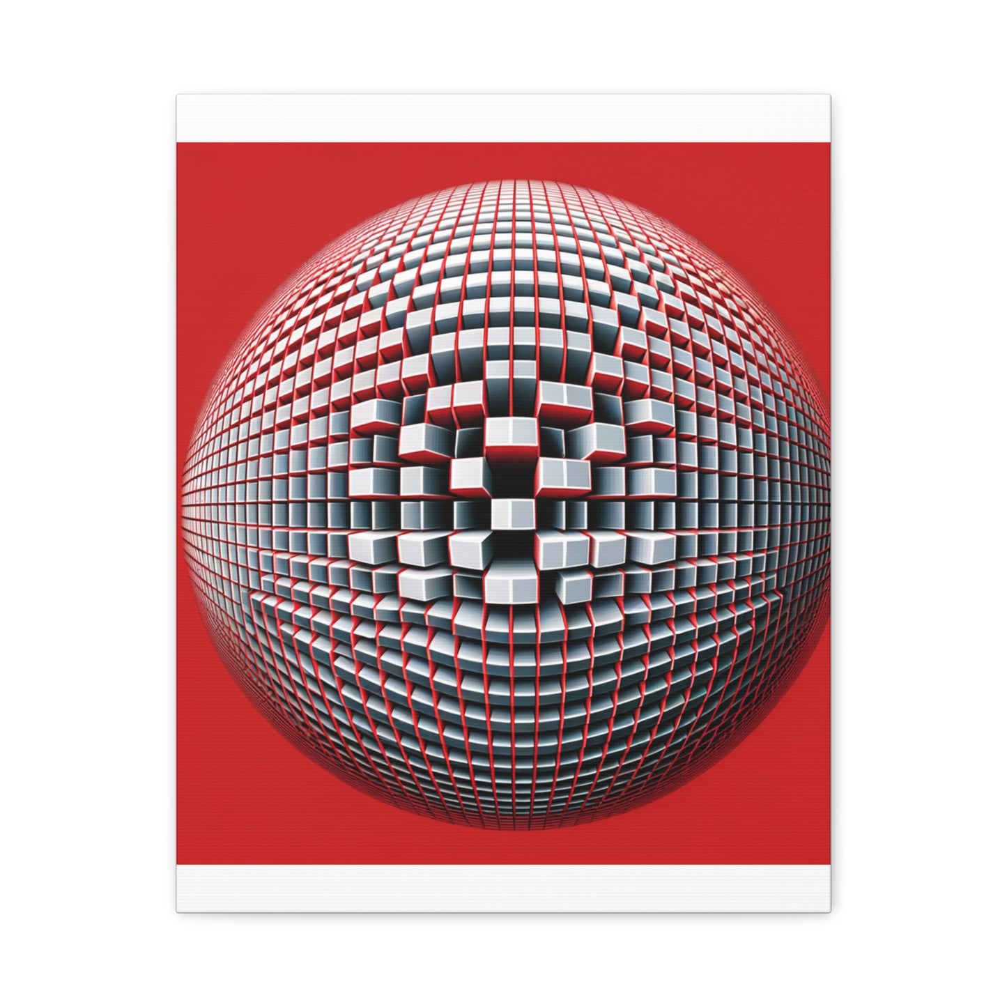 Red Geometric Sphere - Matte Canvas, Stretched, 1.25"