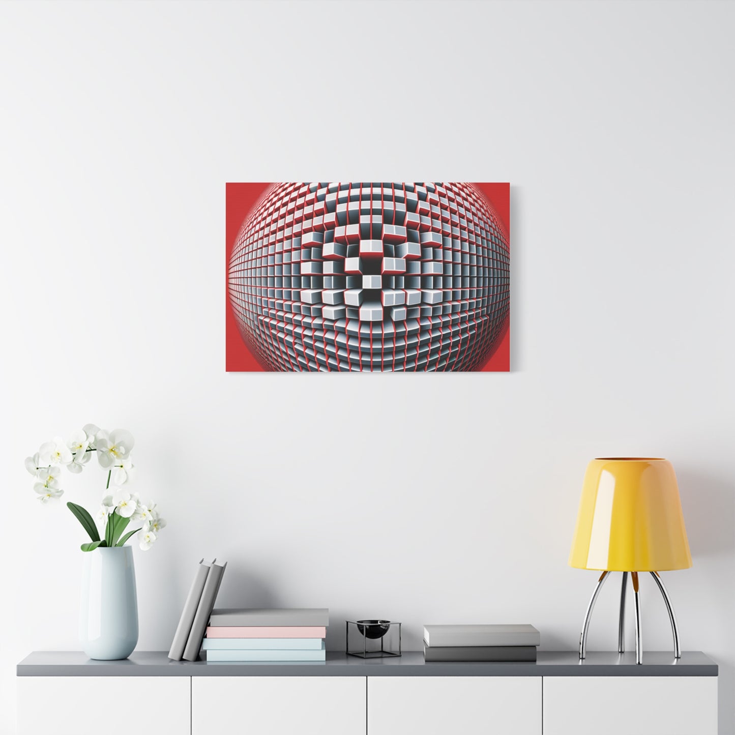 Red Geometric Sphere - Matte Canvas, Stretched, 1.25"