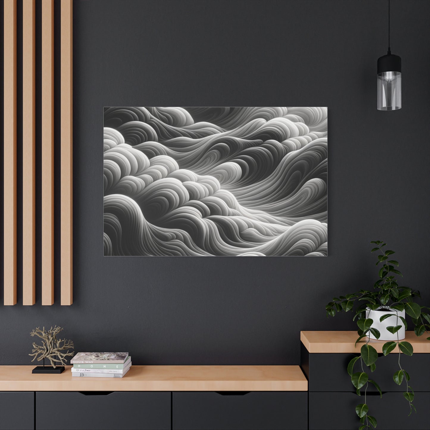 Monochrome Waves - Matte Canvas, Stretched, 1.25"