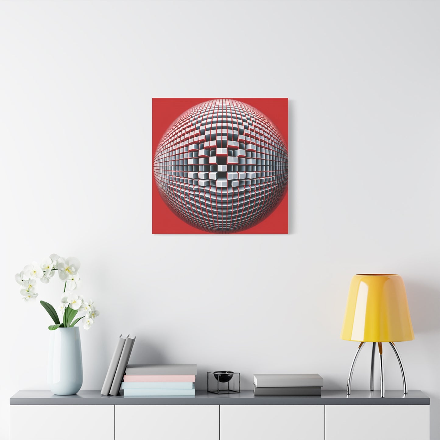 Red Geometric Sphere - Matte Canvas, Stretched, 1.25"