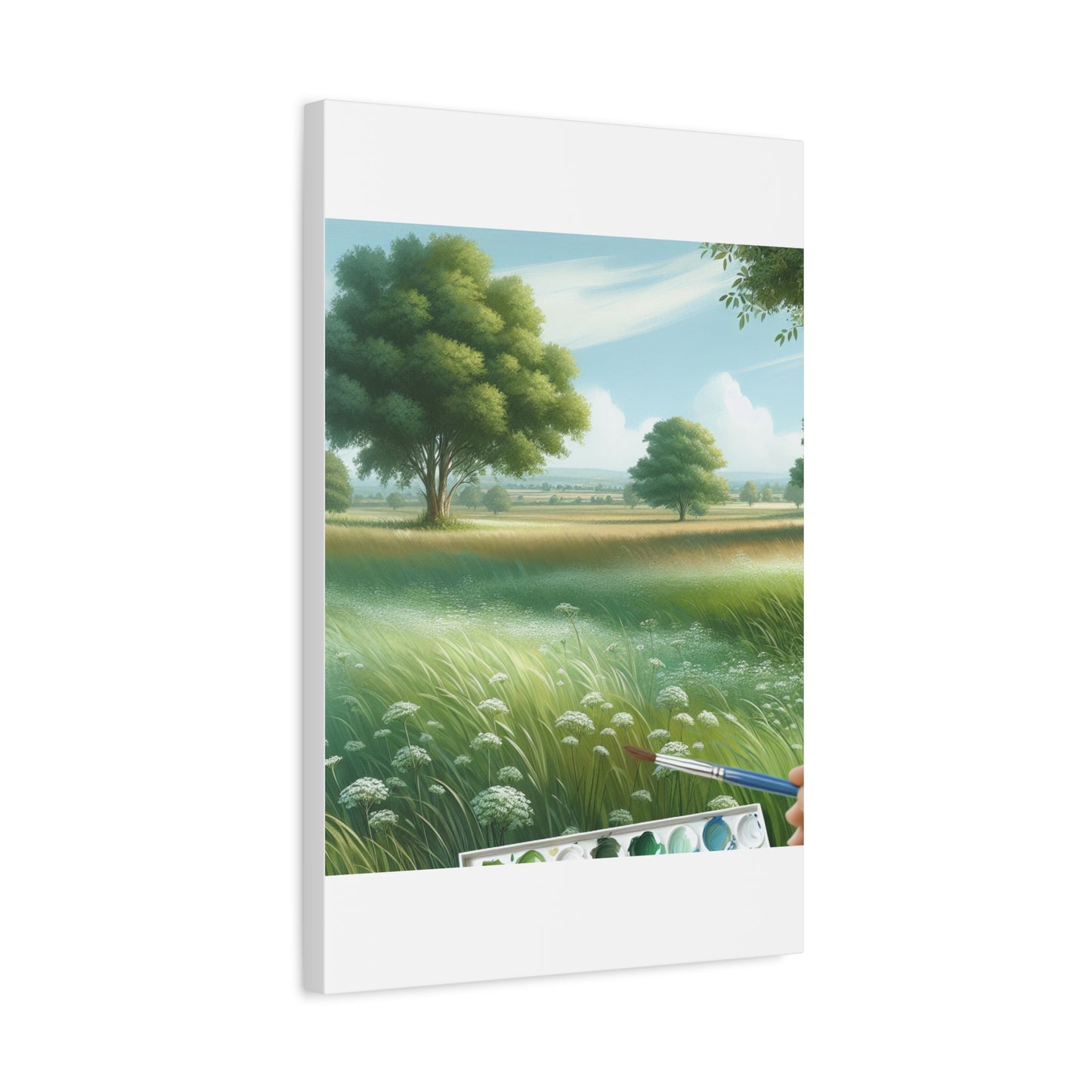 Matte Canvas, Stretched, 1.25" - Serene Green Landscape Painting