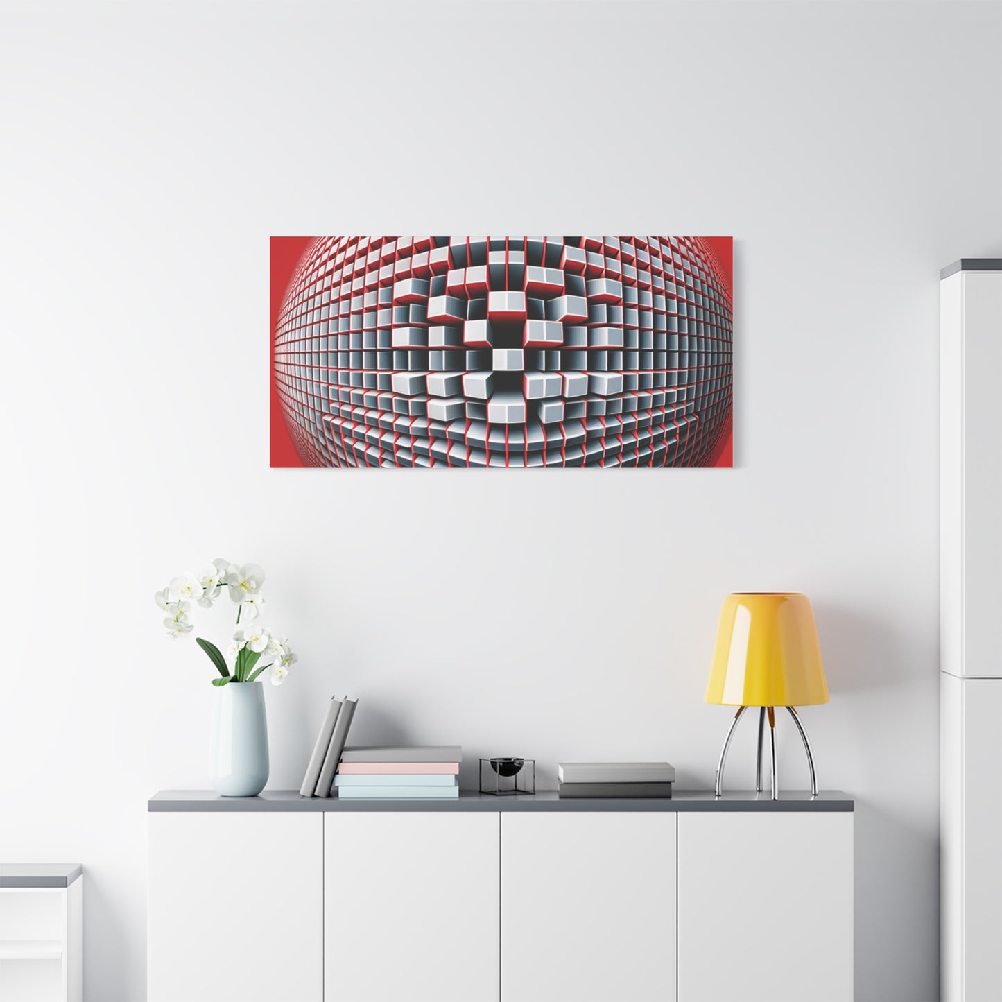 Red Geometric Sphere - Matte Canvas, Stretched, 1.25"