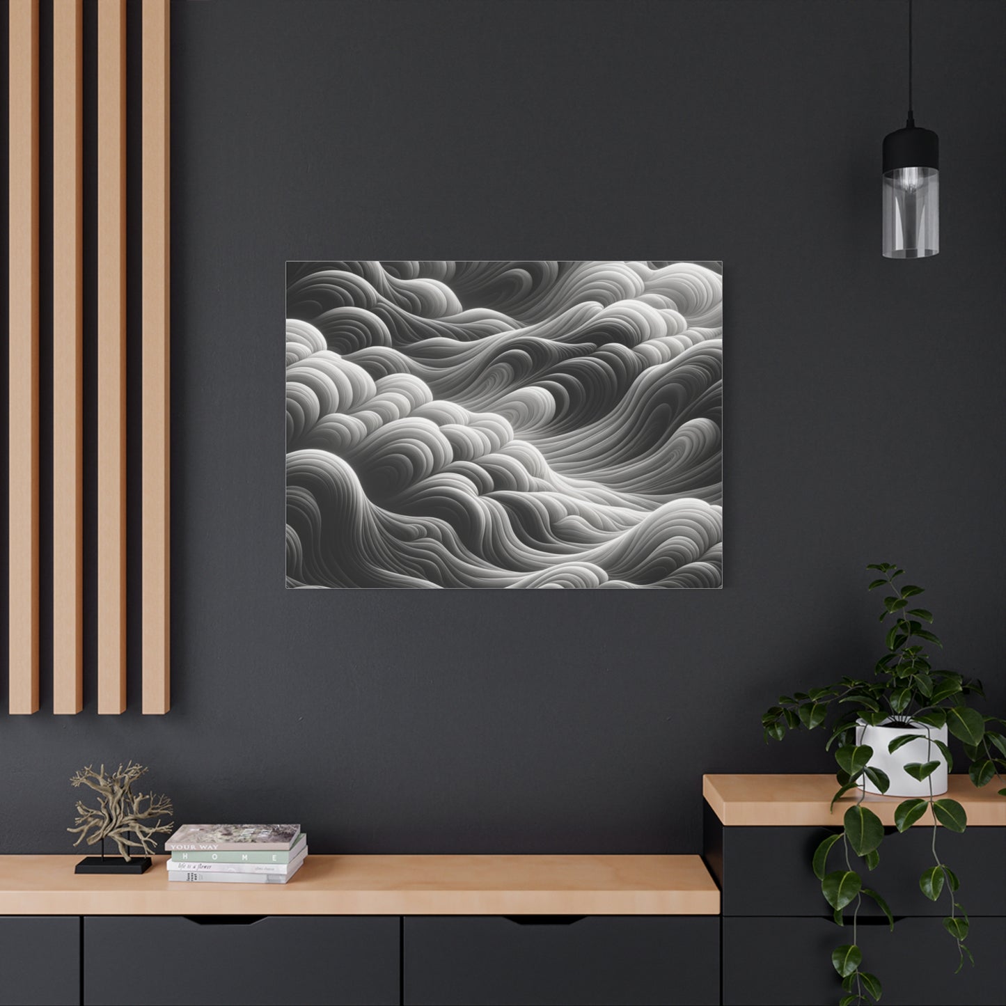 Monochrome Waves - Matte Canvas, Stretched, 1.25"