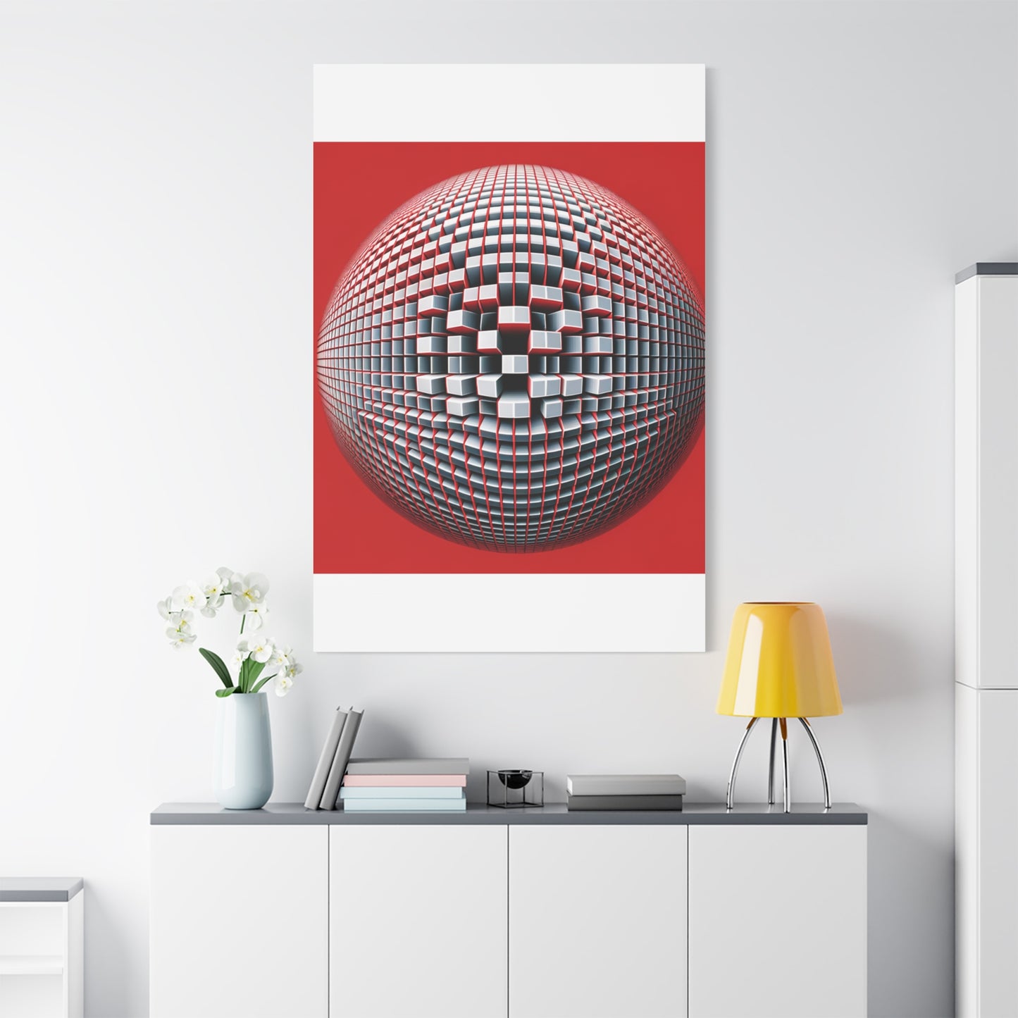 Red Geometric Sphere - Matte Canvas, Stretched, 1.25"