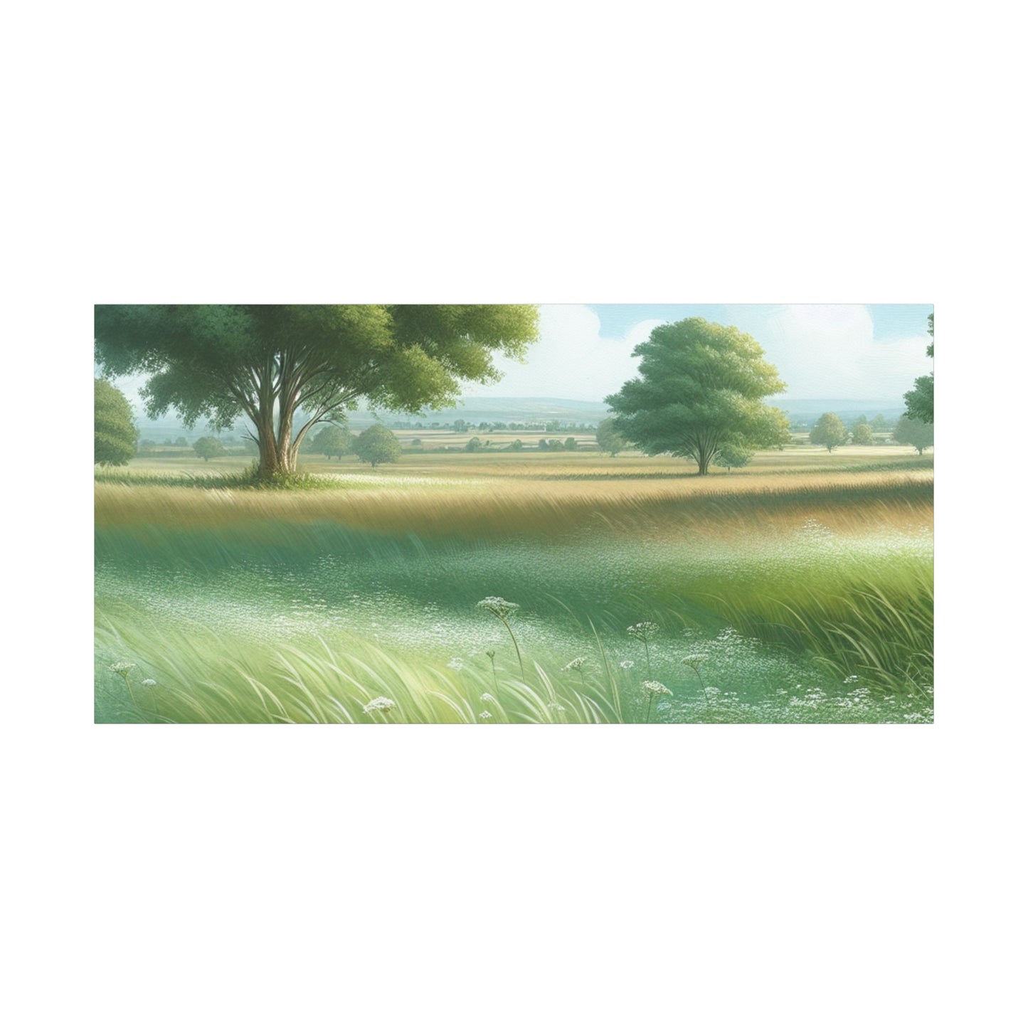 Matte Canvas, Stretched, 1.25" - Serene Green Landscape Painting