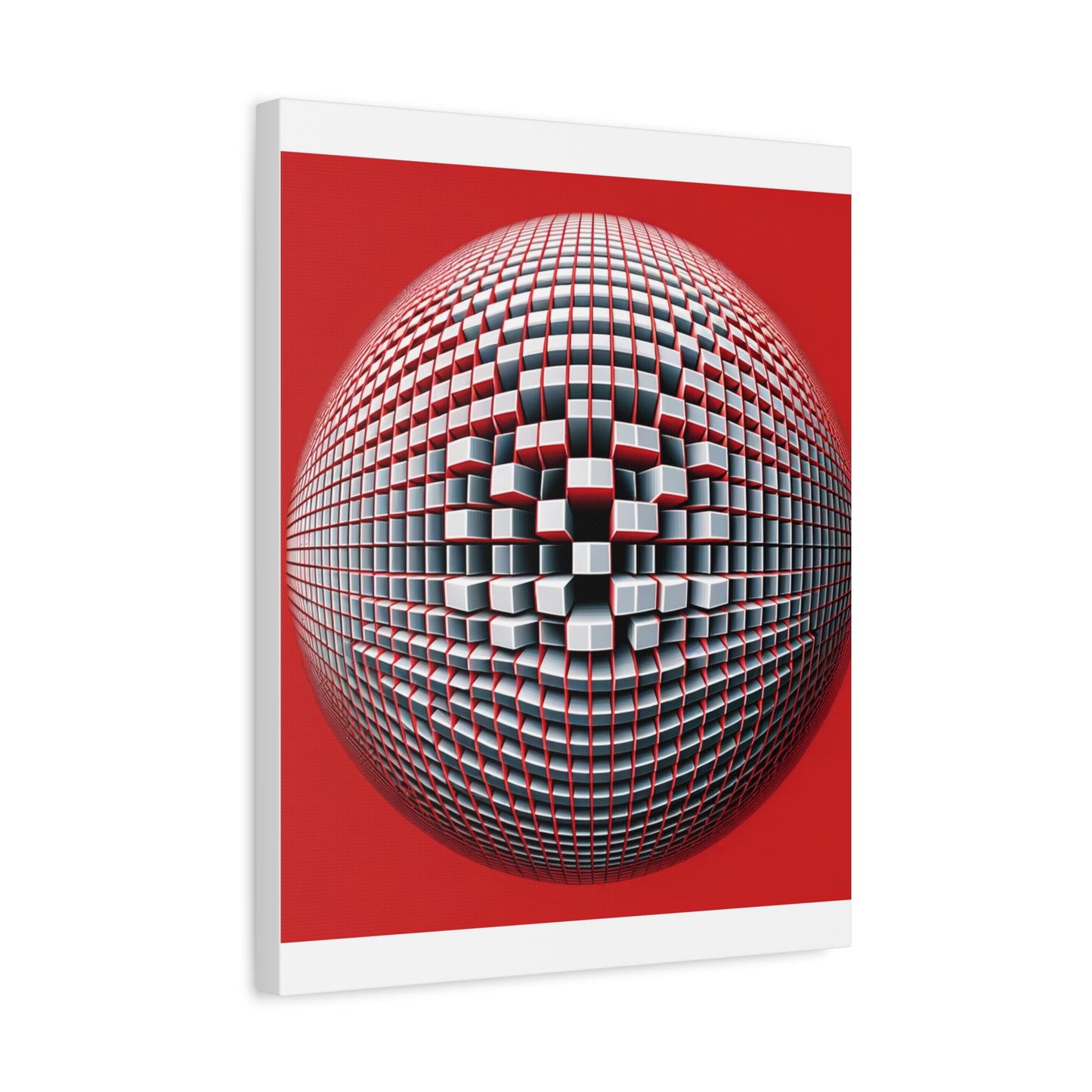 Red Geometric Sphere - Matte Canvas, Stretched, 1.25"