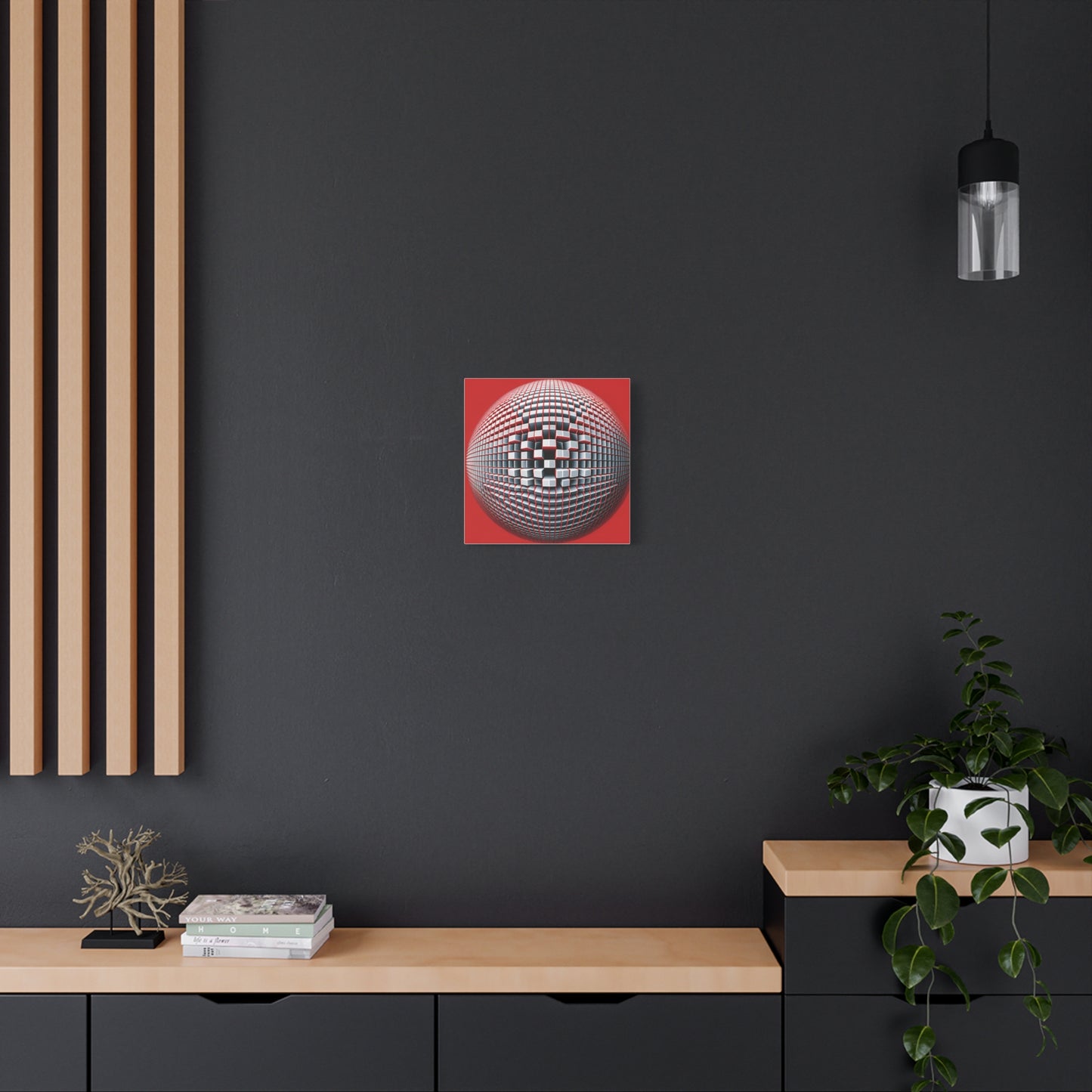 Red Geometric Sphere - Matte Canvas, Stretched, 1.25"