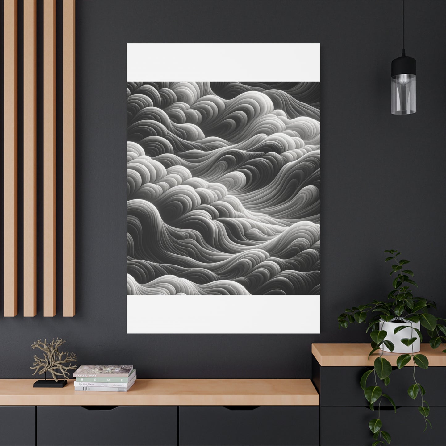 Monochrome Waves - Matte Canvas, Stretched, 1.25"