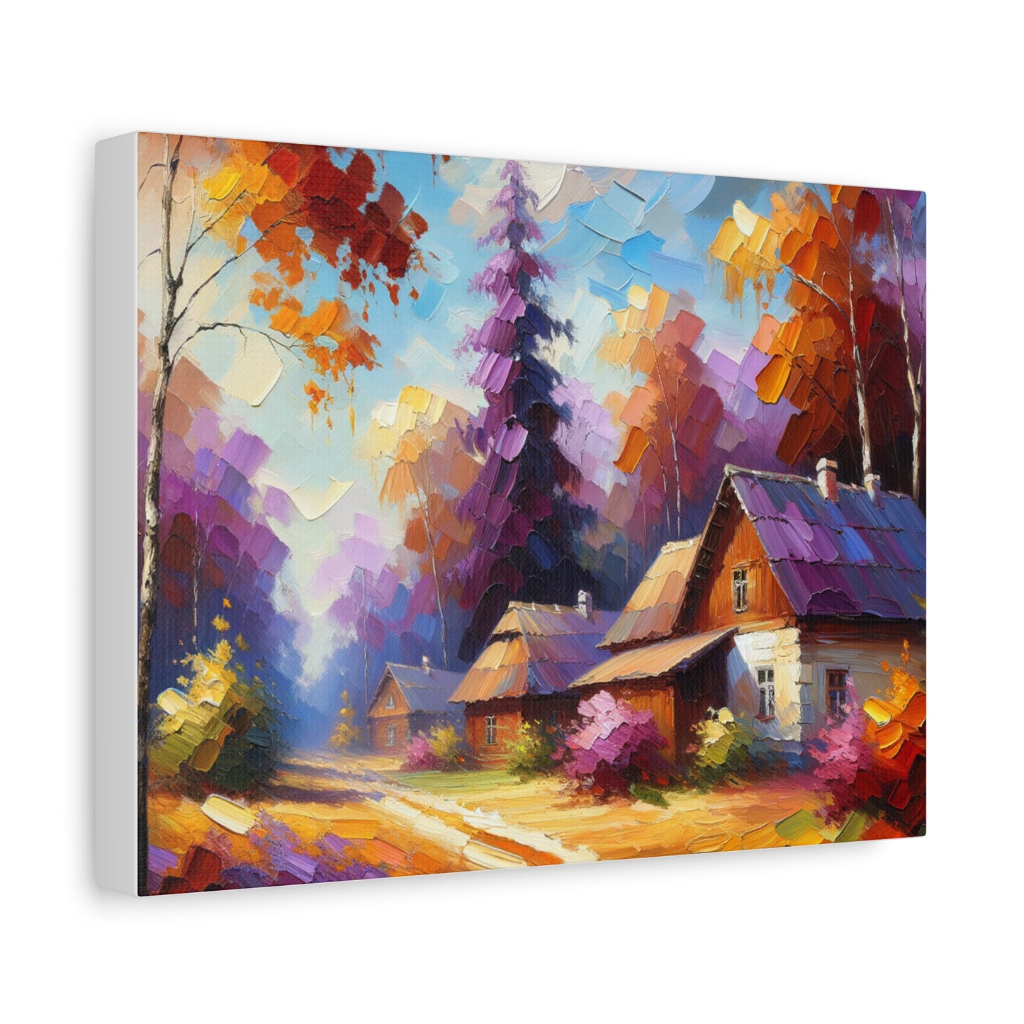 Autumn Cottage Scene - Matte Canvas, Stretched, 1.25"