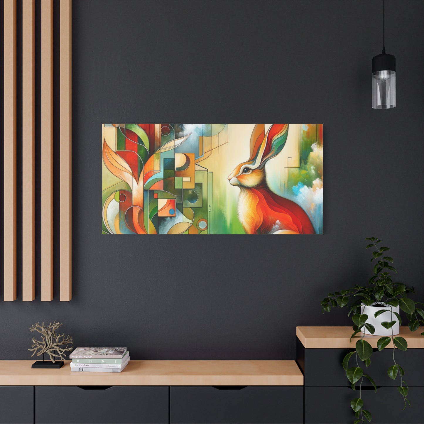 Geometric Rabbit Art - Matte Canvas, Stretched, 1.25"