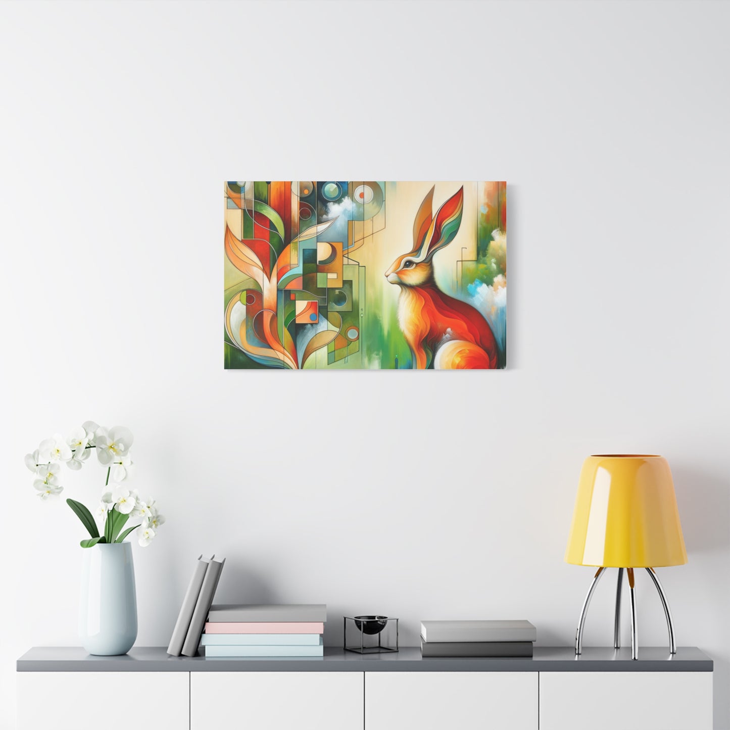 Geometric Rabbit Art - Matte Canvas, Stretched, 1.25"