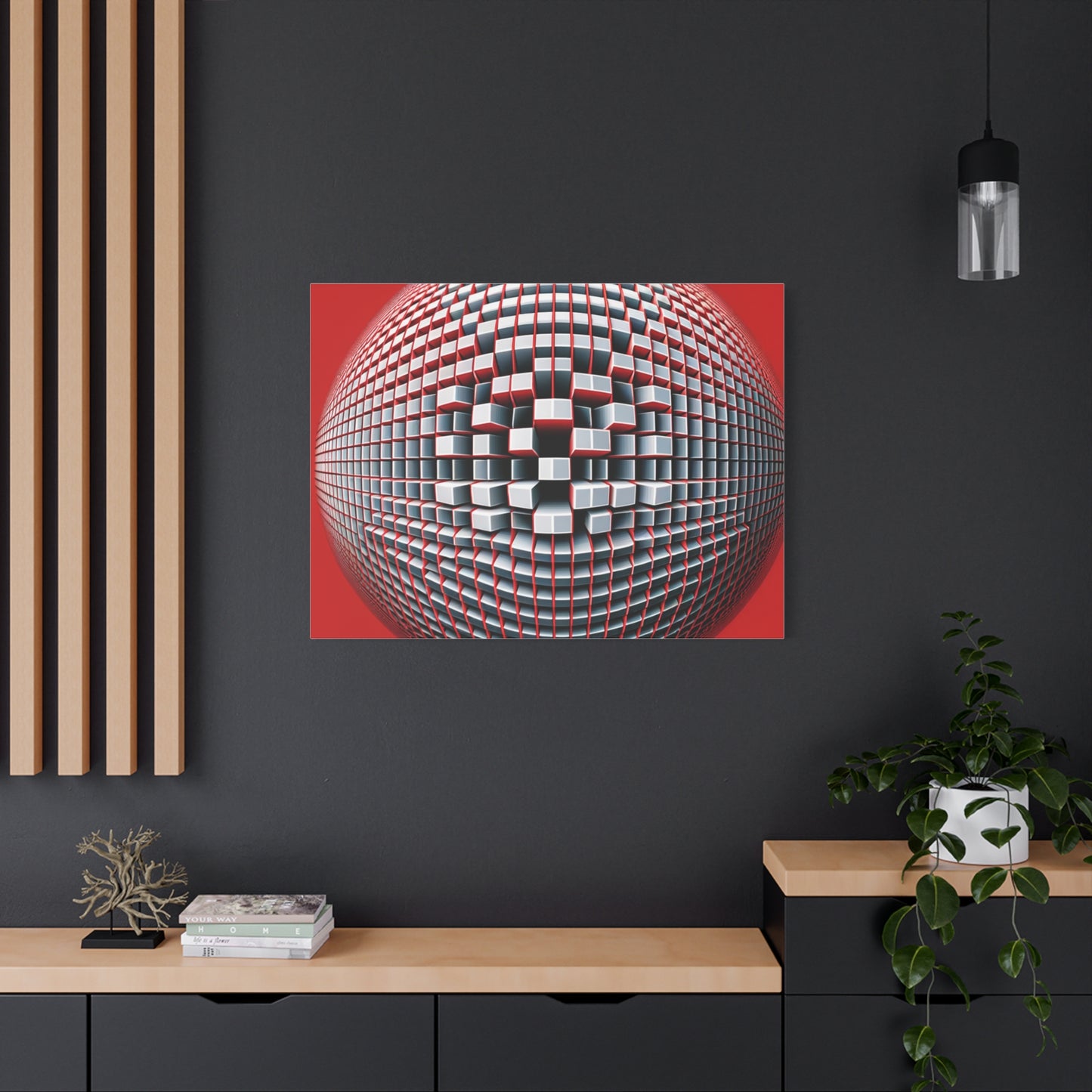 Red Geometric Sphere - Matte Canvas, Stretched, 1.25"