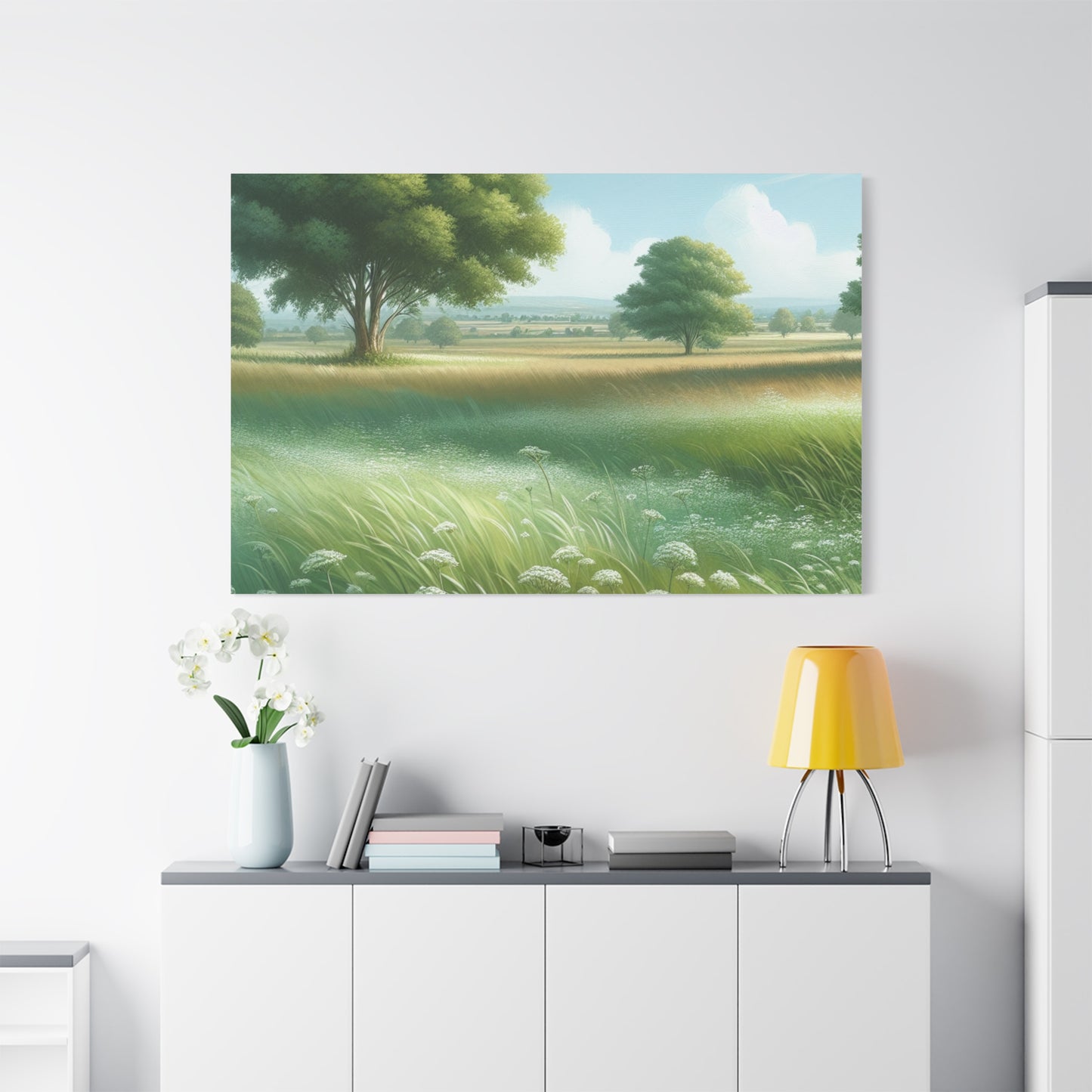 Matte Canvas, Stretched, 1.25" - Serene Green Landscape Painting