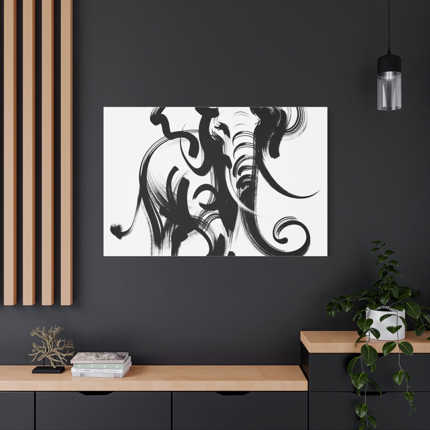 Elephant Ink Art - Matte Canvas, Stretched, 1.25"