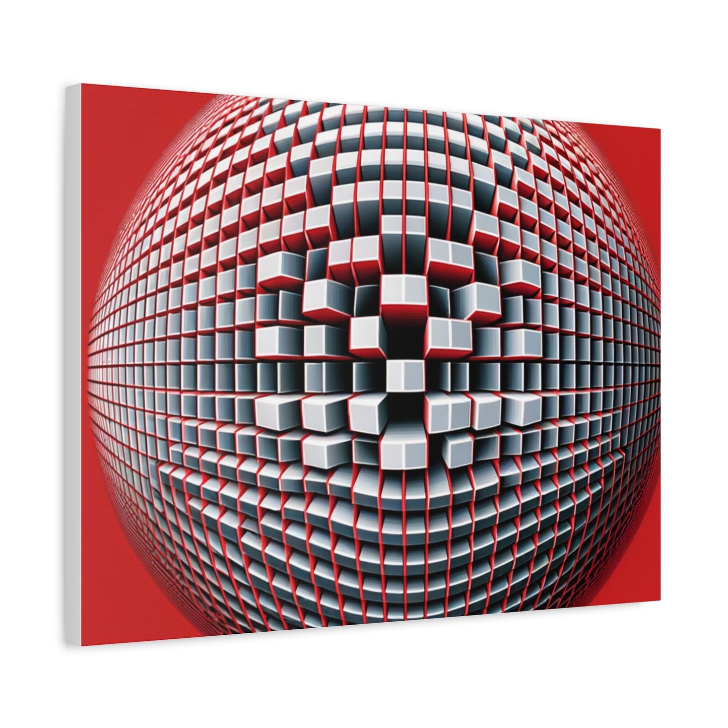 Red Geometric Sphere - Matte Canvas, Stretched, 1.25"