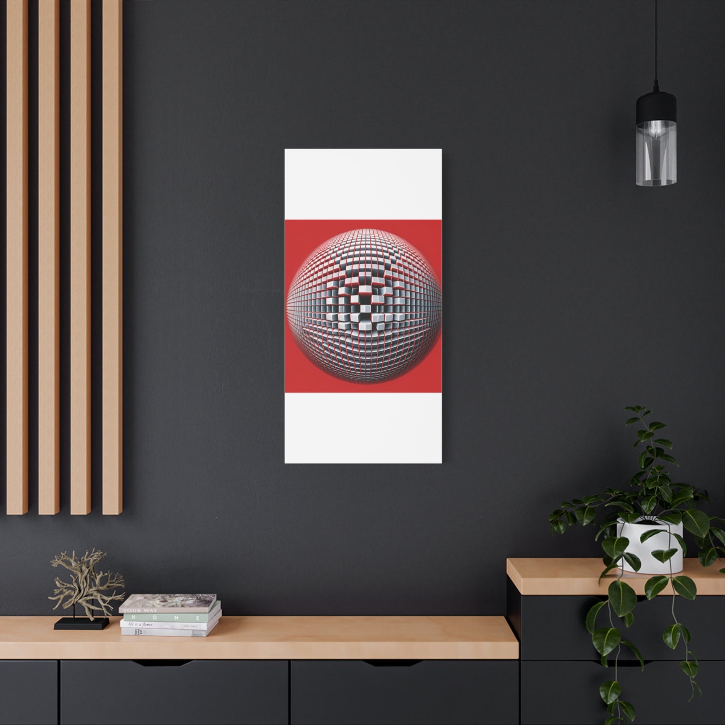 Red Geometric Sphere - Matte Canvas, Stretched, 1.25"