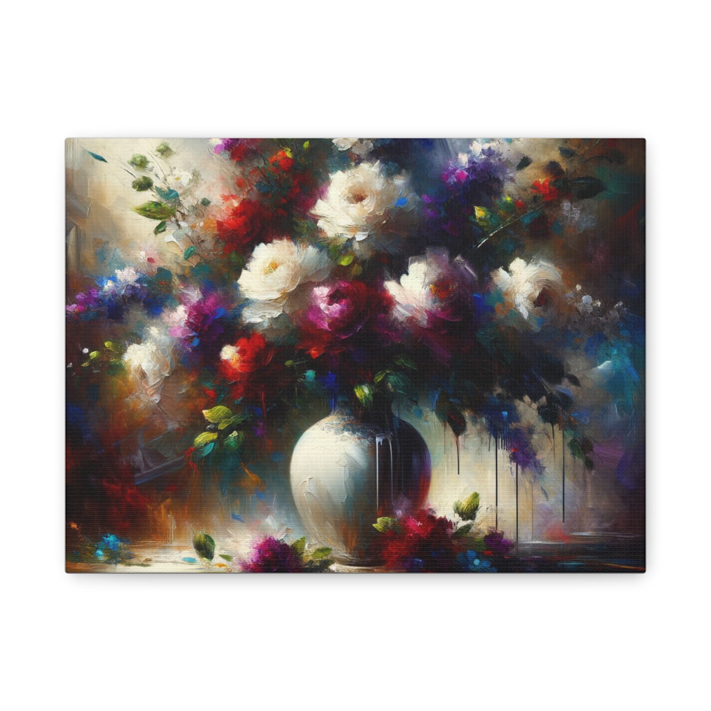 Vibrant Floral Vase - Matte Canvas, Stretched, 1.25"