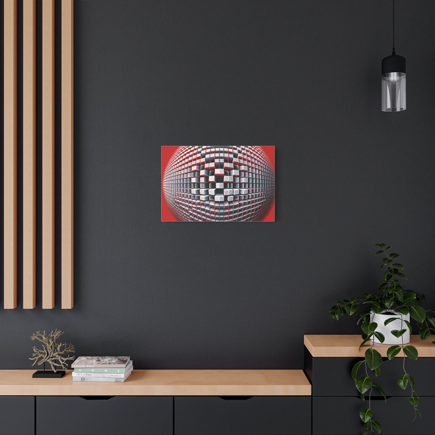 Red Geometric Sphere - Matte Canvas, Stretched, 1.25"