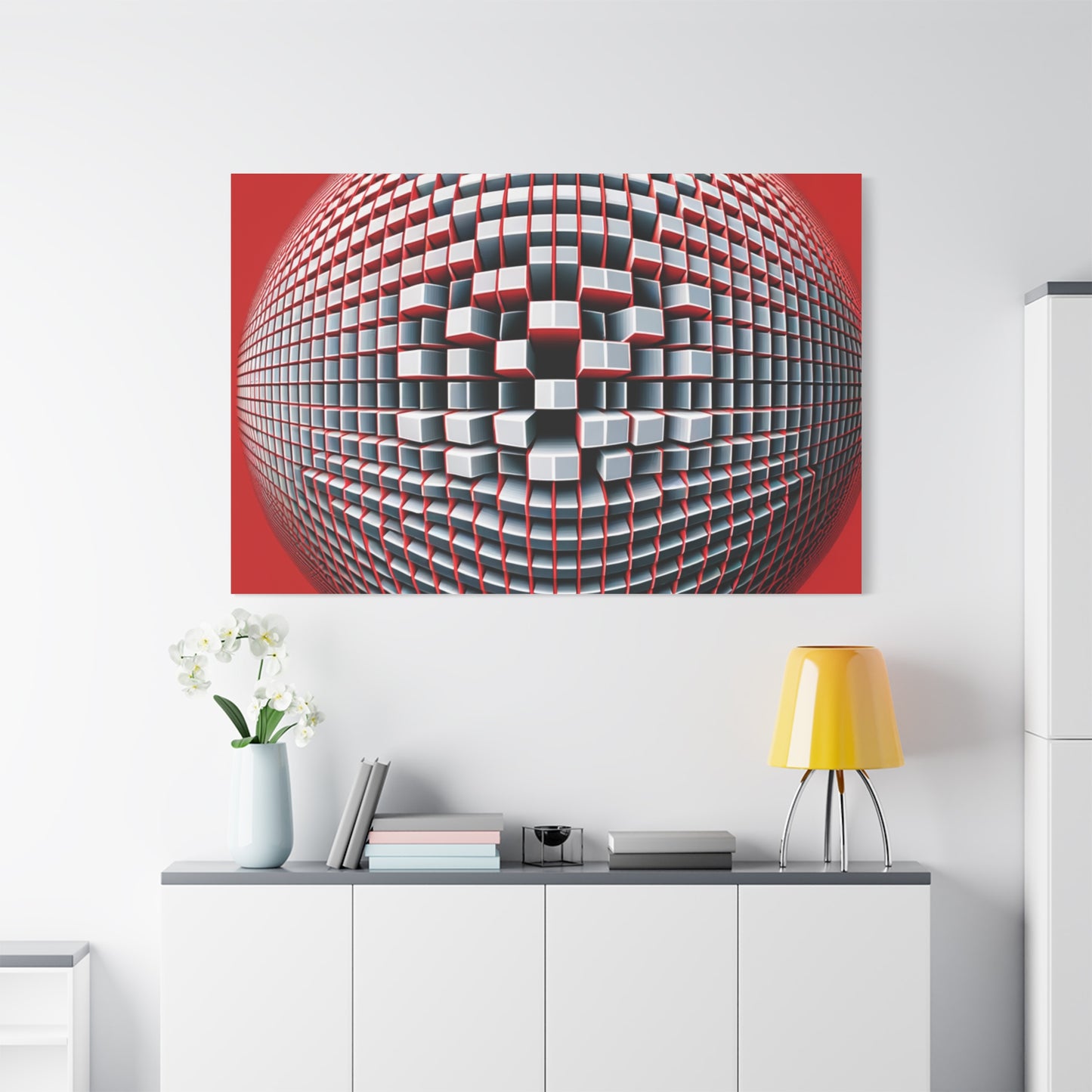 Red Geometric Sphere - Matte Canvas, Stretched, 1.25"