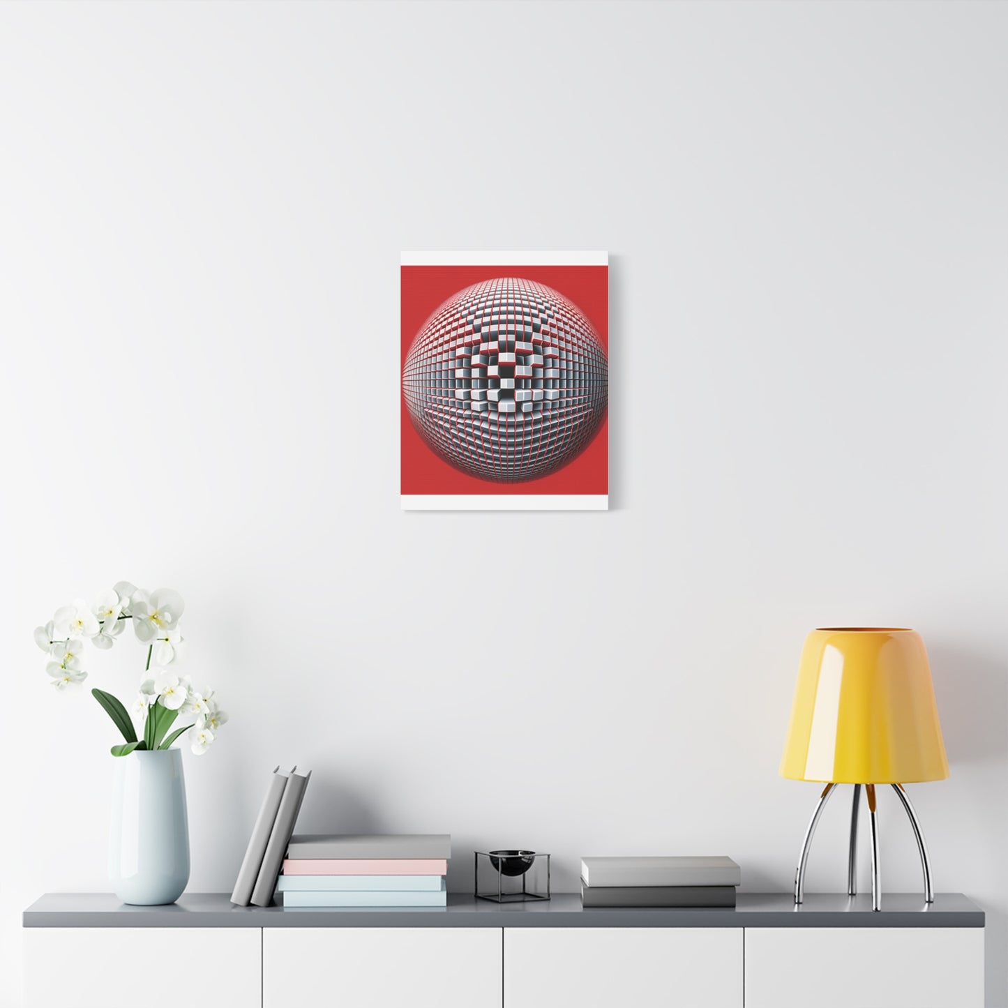 Red Geometric Sphere - Matte Canvas, Stretched, 1.25"